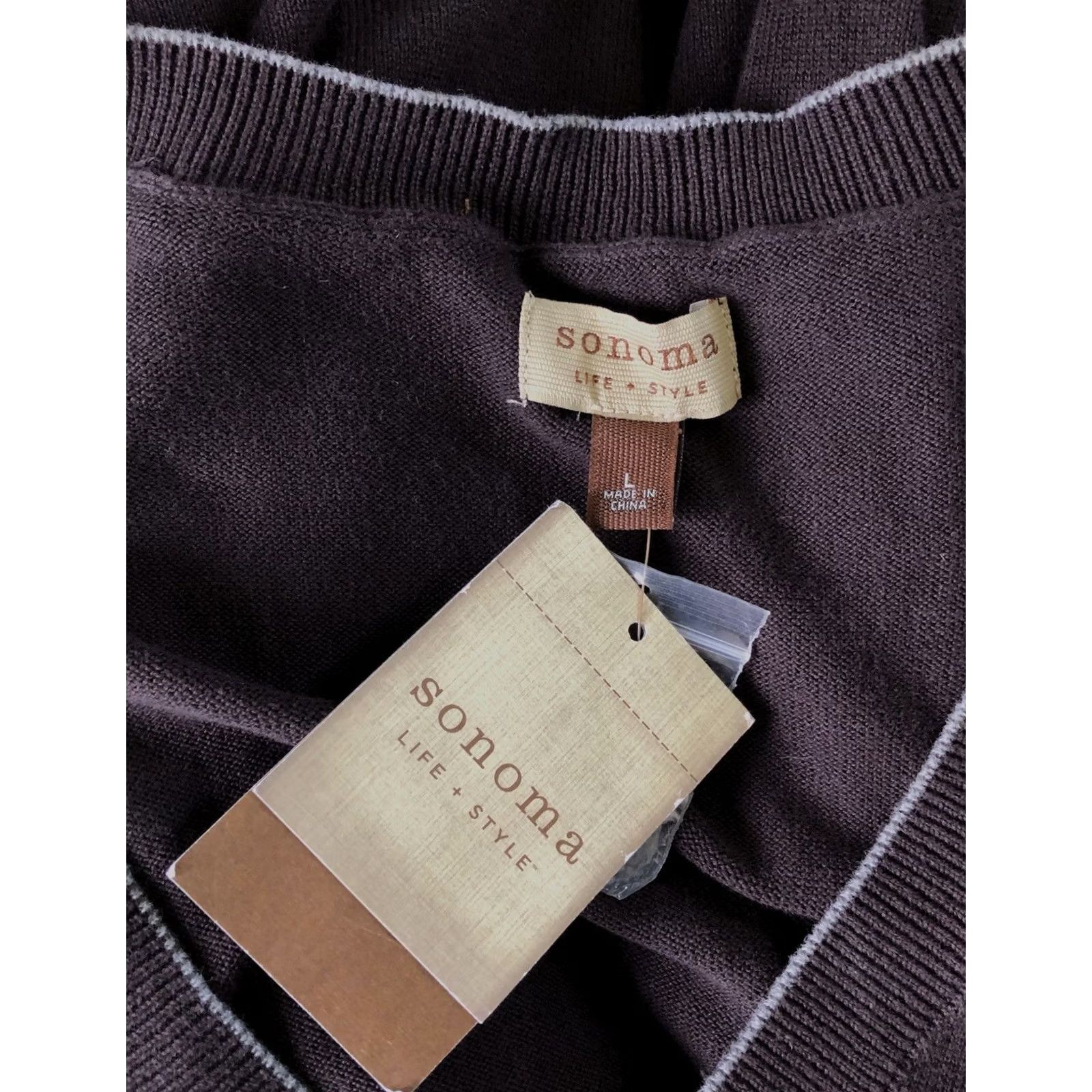 Vintage NWT Sonoma Cardigan Sweater L Brown V-Neck Button Up Long Sleeve Academia Preppy Shirt Men Regular Knit Cotton Brown Cardigan Size US L / EU 52-54 / 3 - 3 Thumbnail