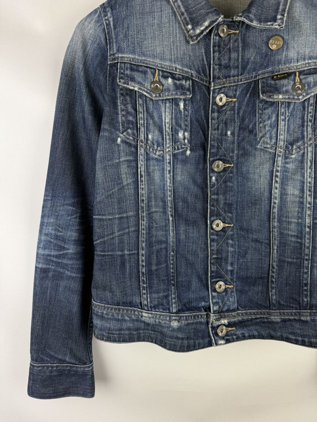 G-Star G Star Raw Ladie Slim Tailor Denim Distressed Trucker Jacket Size S / US 4 / IT 40 - 7 Thumbnail