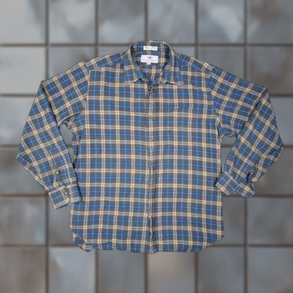 Vintage CARROLL & CO. Beverly Hills Button-Up Shirt Mens Large Blue Gray Check Cotton Classic Size US L / EU 52-54 / 3 - 1 Thumbnail
