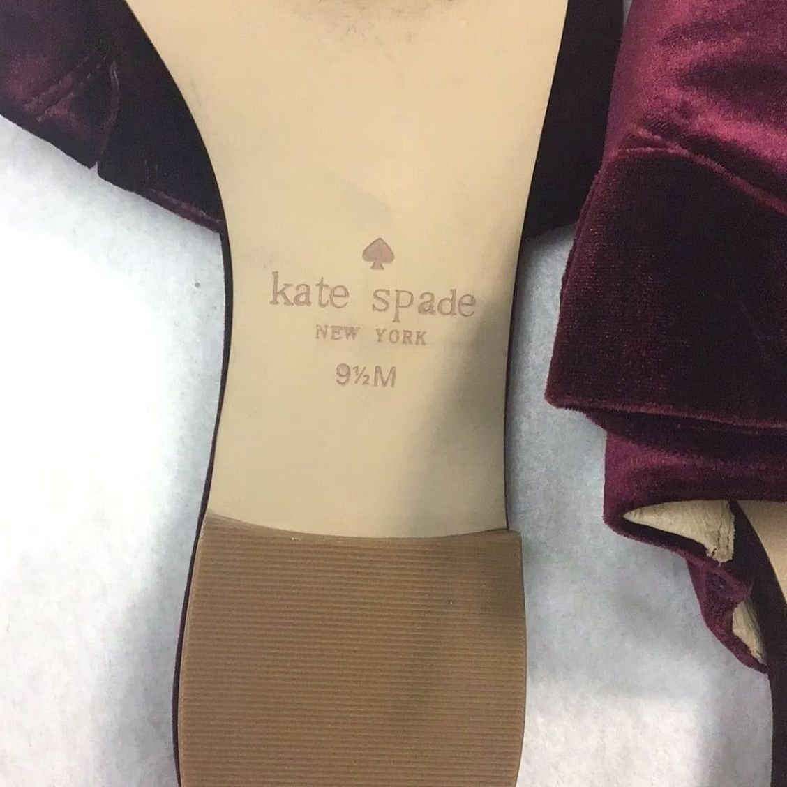 Vintage Kate Spade Sandal Women Slip-On Burgundy 9.5 Flat Velvet Bow Model 1236 Size US 10 / IT 40 - 2 Thumbnail