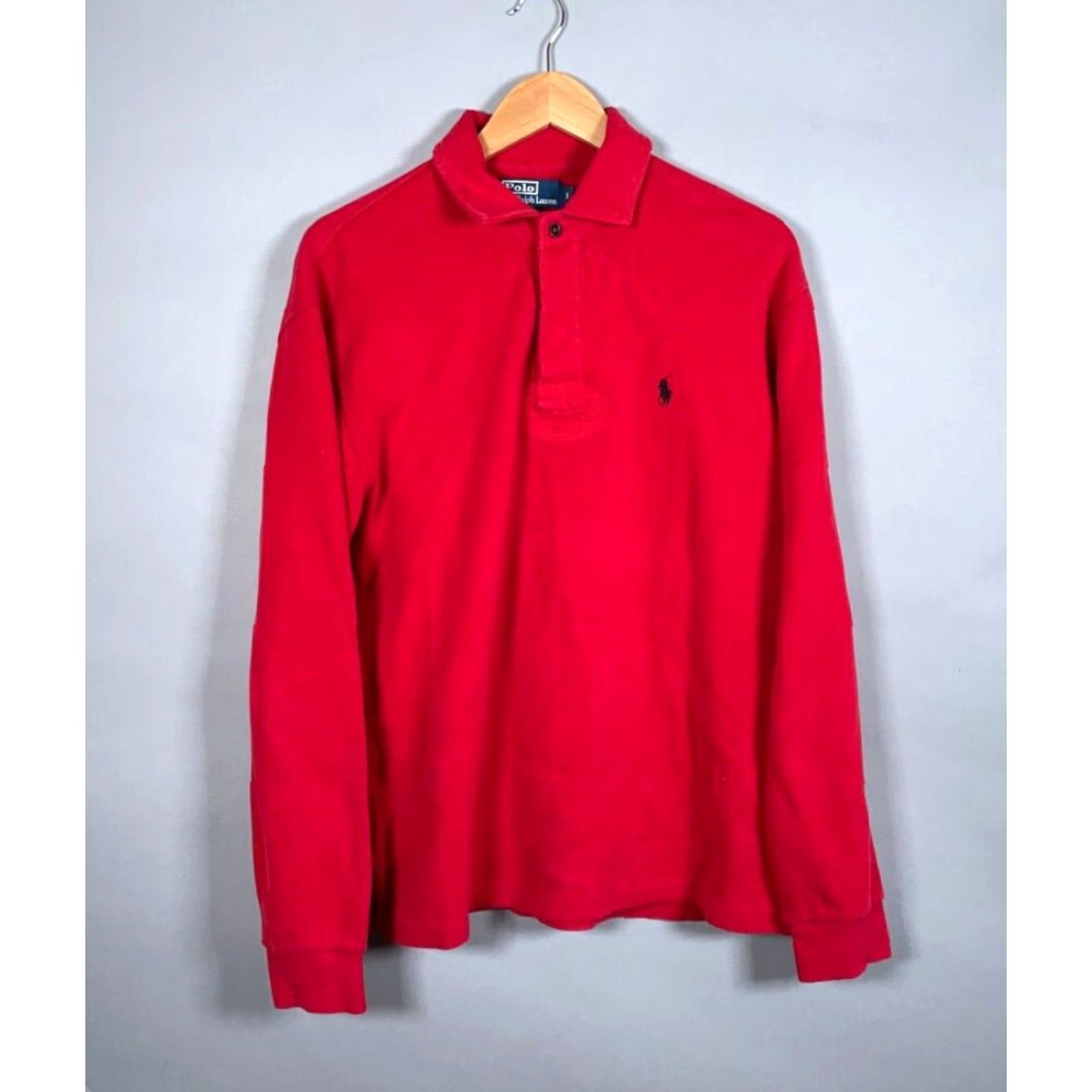 Polo Ralph Lauren VINTAGE Polo Ralph Lauren Cotton Sweater Shirt Adult Large Red Button Neckline Size US L / EU 52-54 / 3 - 2 Thumbnail
