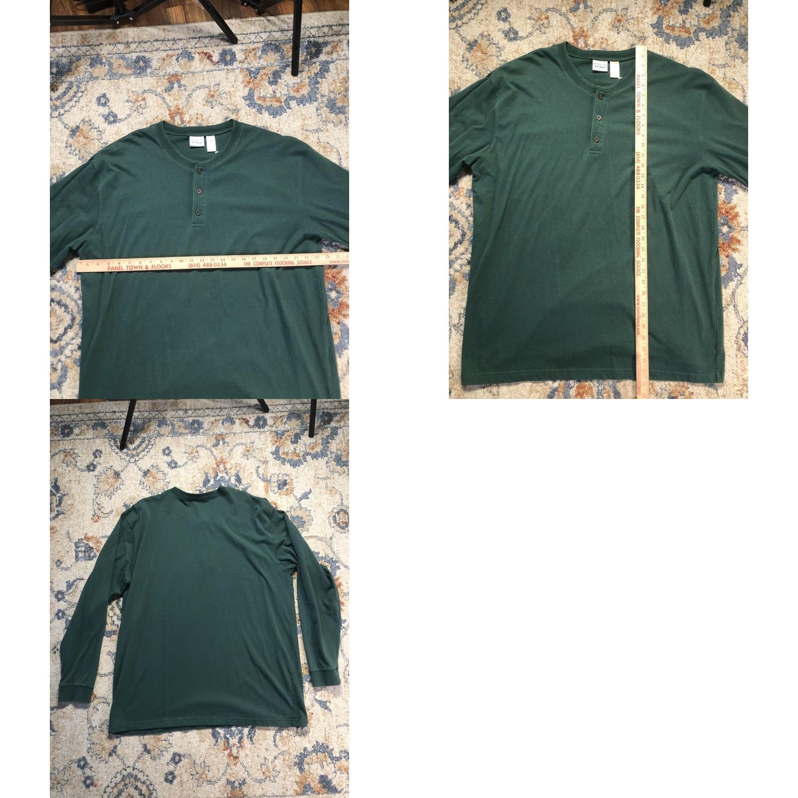Vintage L.L.Bean Henley Shirt Mens XLT Green Long Sleeve Cotton Tee Tall Soft Knit Size US XL / EU 56 / 4 - 8 Thumbnail