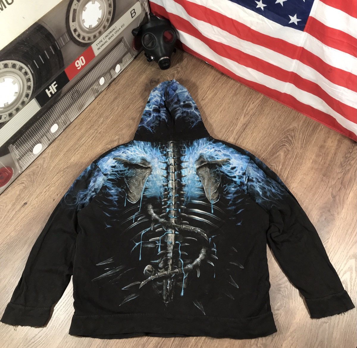 Vintage Vintage Distressed Spiral Skull Hoodie Size US XXL / EU 58 / 5 - 23 Thumbnail