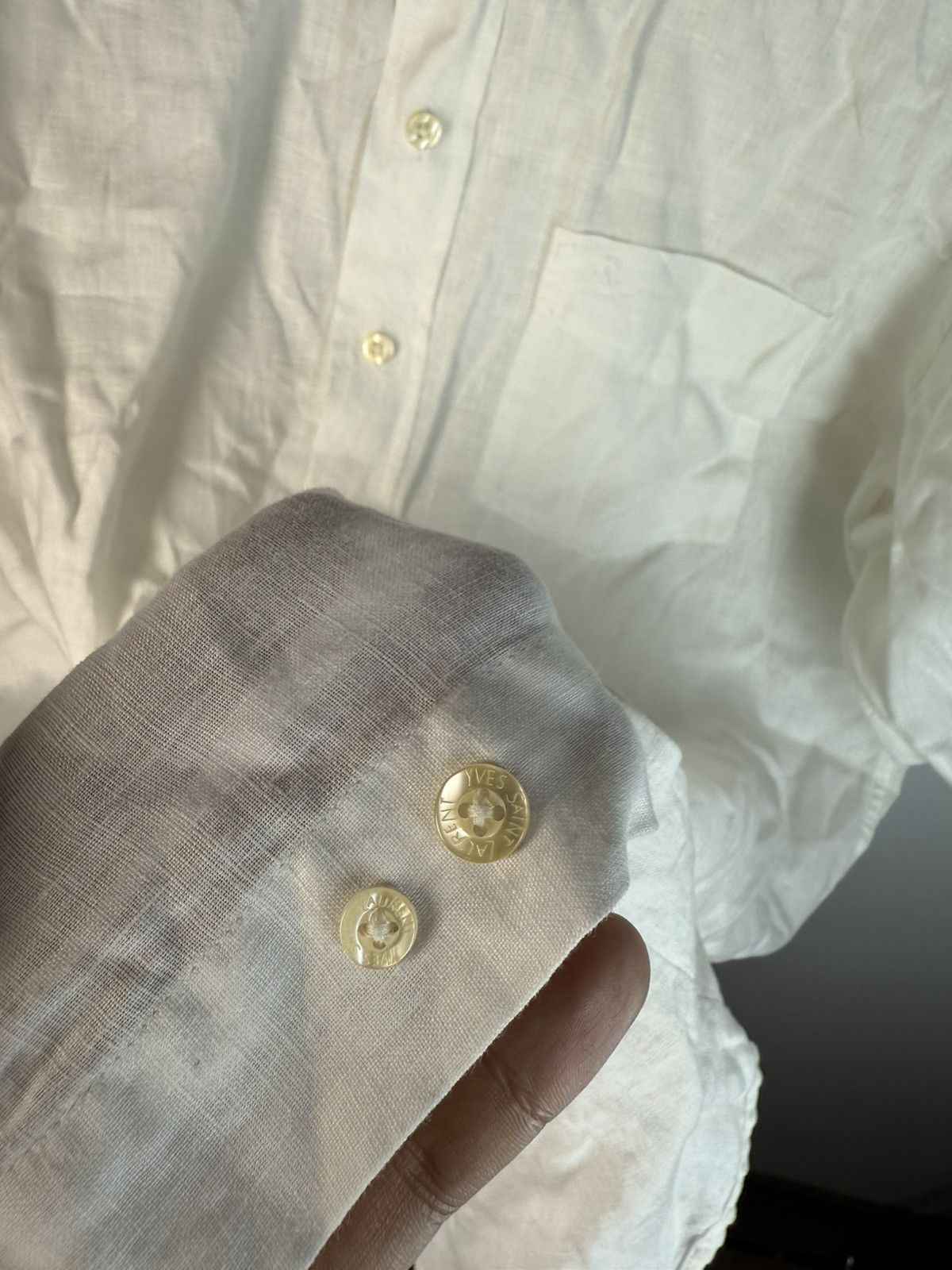 Yves Saint Laurent 100% Linen YSL Shirt White Button Up Size US L / EU 52-54 / 3 - 6 Thumbnail