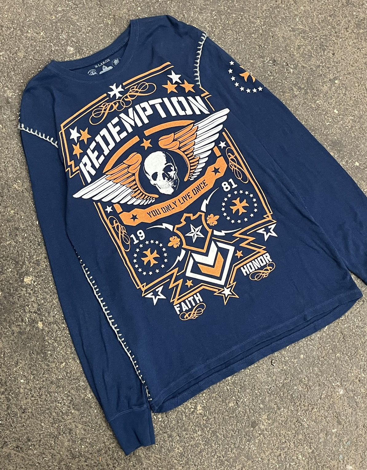 Affliction Affliction style grunge thermal long sleeve skater hype y2k Size US XL / EU 56 / 4 - 1 Thumbnail