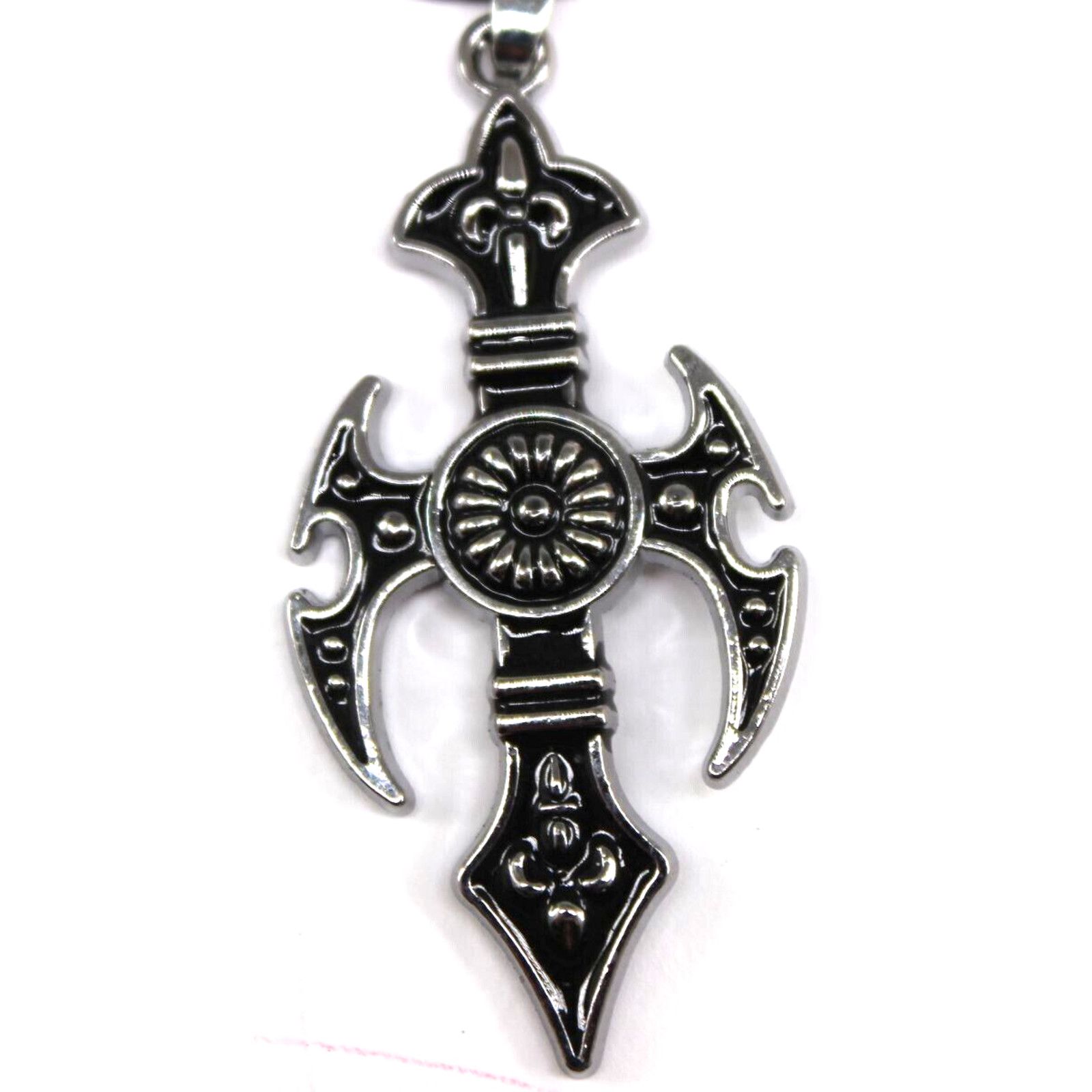 Other Ornate Viking Cross 17" Black Cord 2" Extender Embossed Size ONE SIZE - 2 Thumbnail