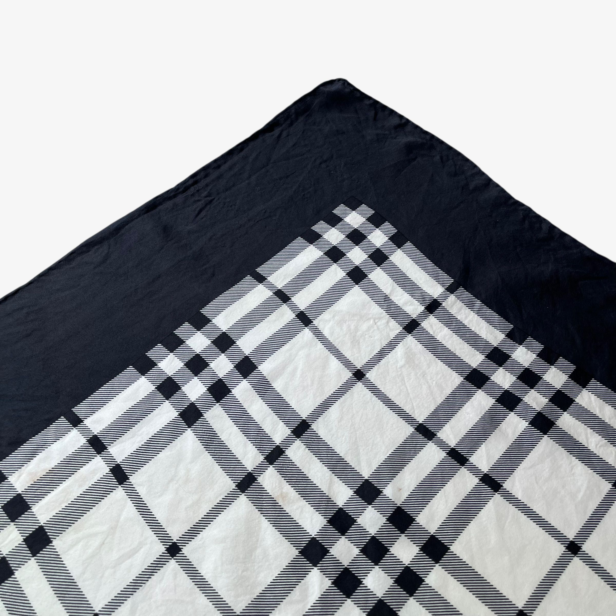 Burberry Vintage 90s Burberry Black Nova Check Print Silk Scarf Size ONE SIZE - 3 Thumbnail