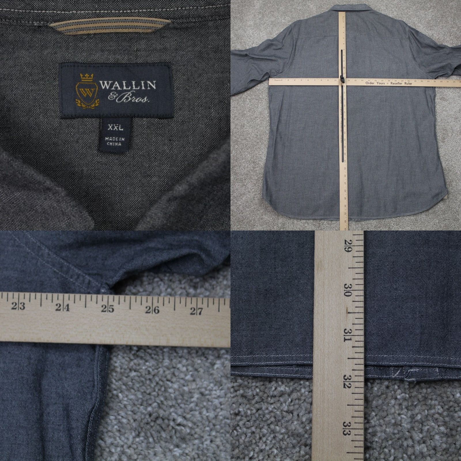 Vintage Wallin & Bros Shirt Mens 2XL 2XXL Black Cotton Long Sleeve Button Up Classic Casual Workwear Shirt Size US XXL / EU 58 / 5 - 8 Thumbnail