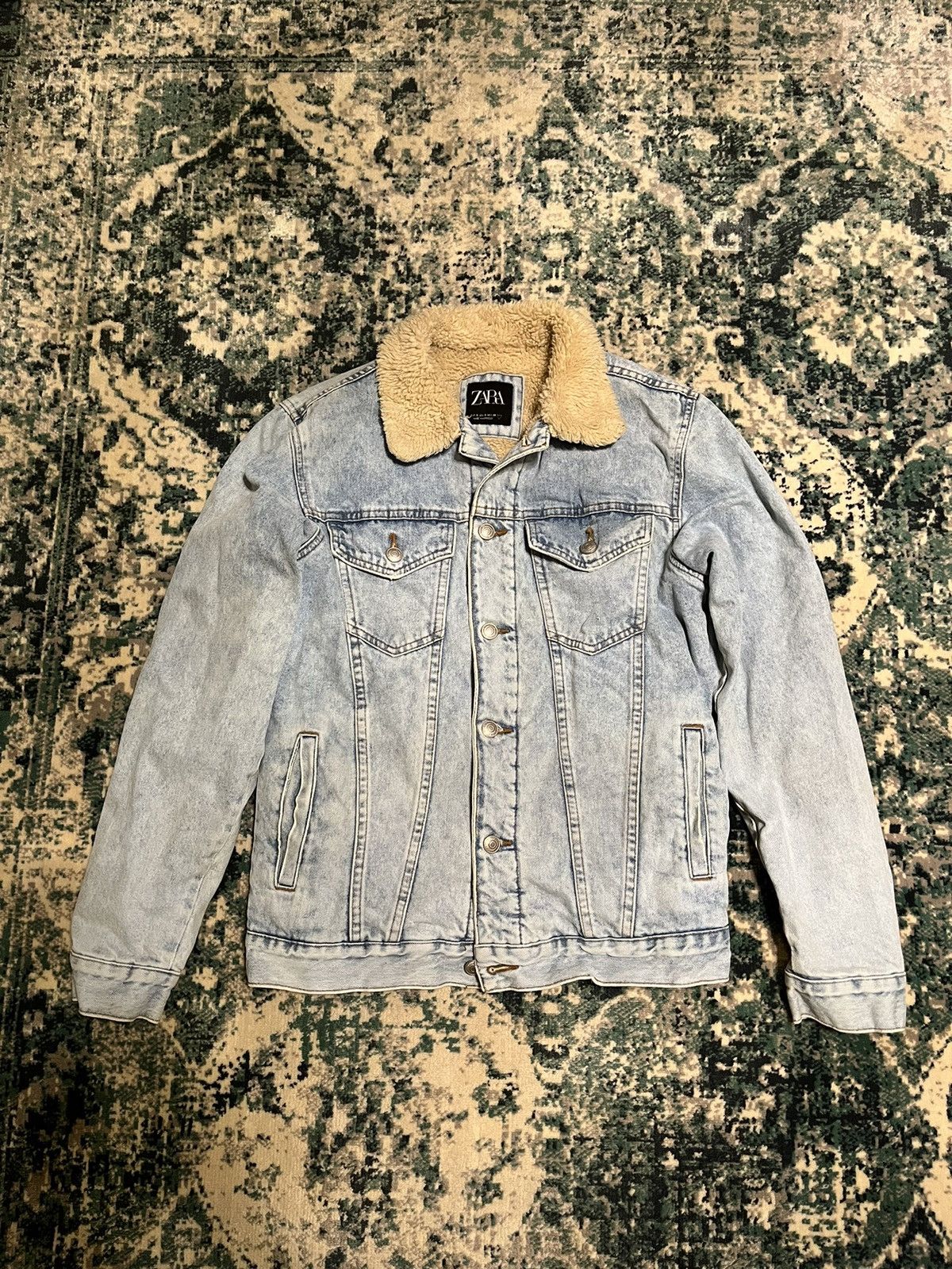 Vintage × Zara Zara Blue Fur Jean Jacket Size US S / EU 44-46 / 1 - 1 Thumbnail