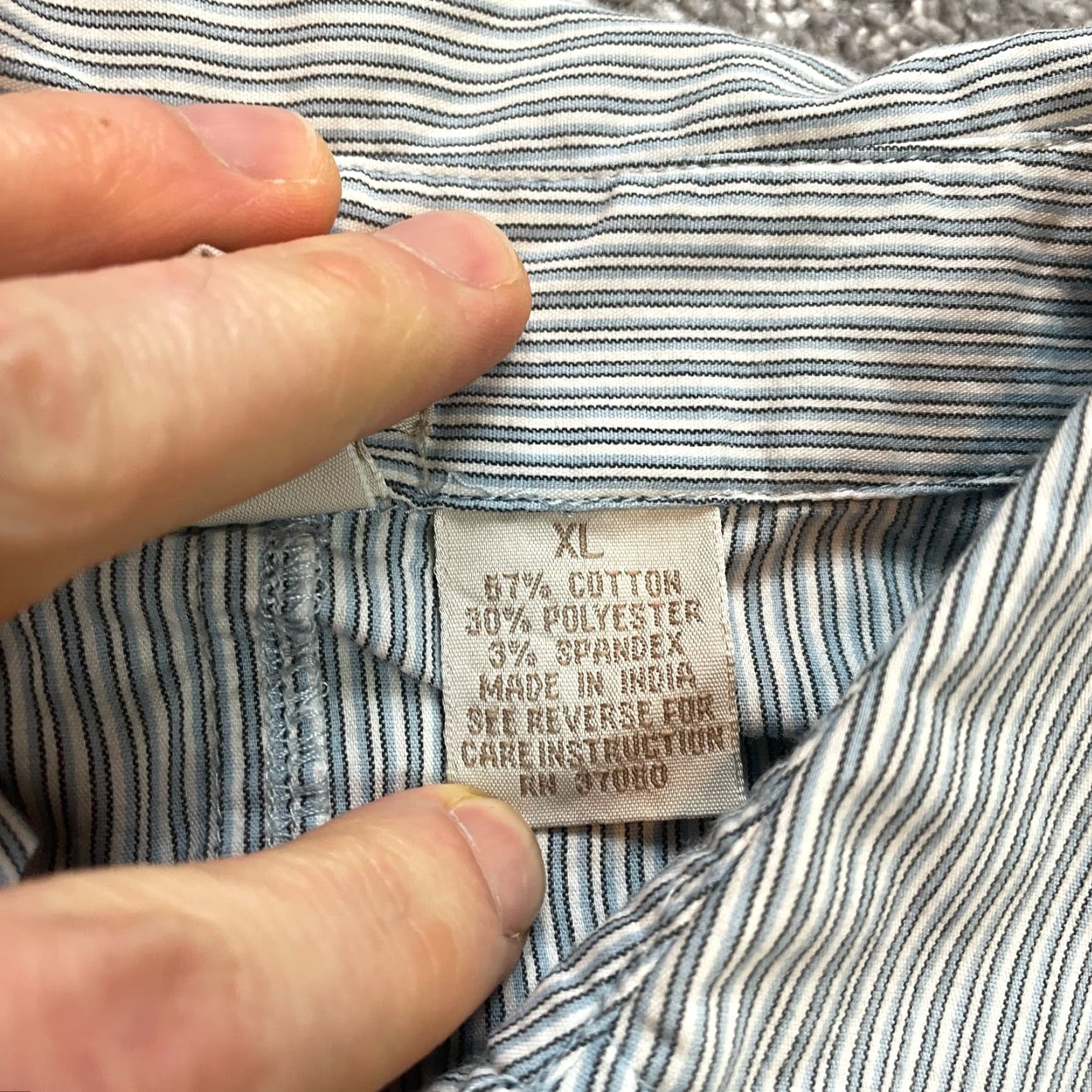 Vintage Fiorlini International Blouse Shirt Womens XL Light Blue Striped Stretch Zip Up Size XL / US 12-14 / IT 48-50 - 6 Thumbnail
