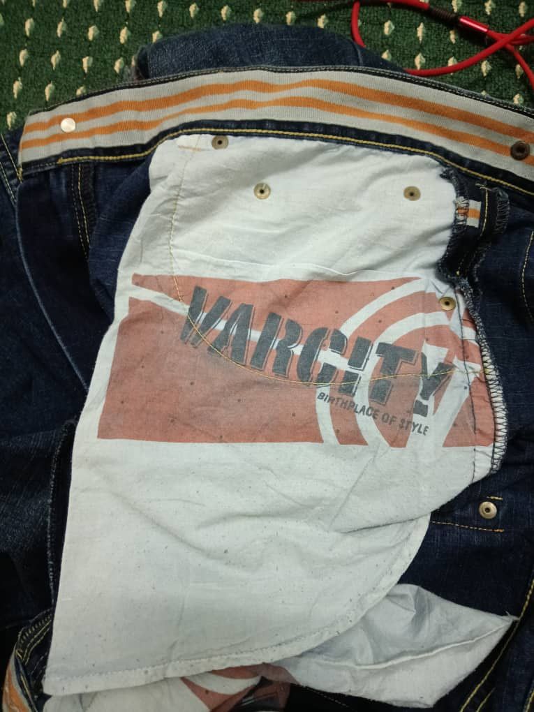 Designer VARCITY BAGGY PACTHES WORK JEANS Size US 38 / EU 54 - 11 Thumbnail