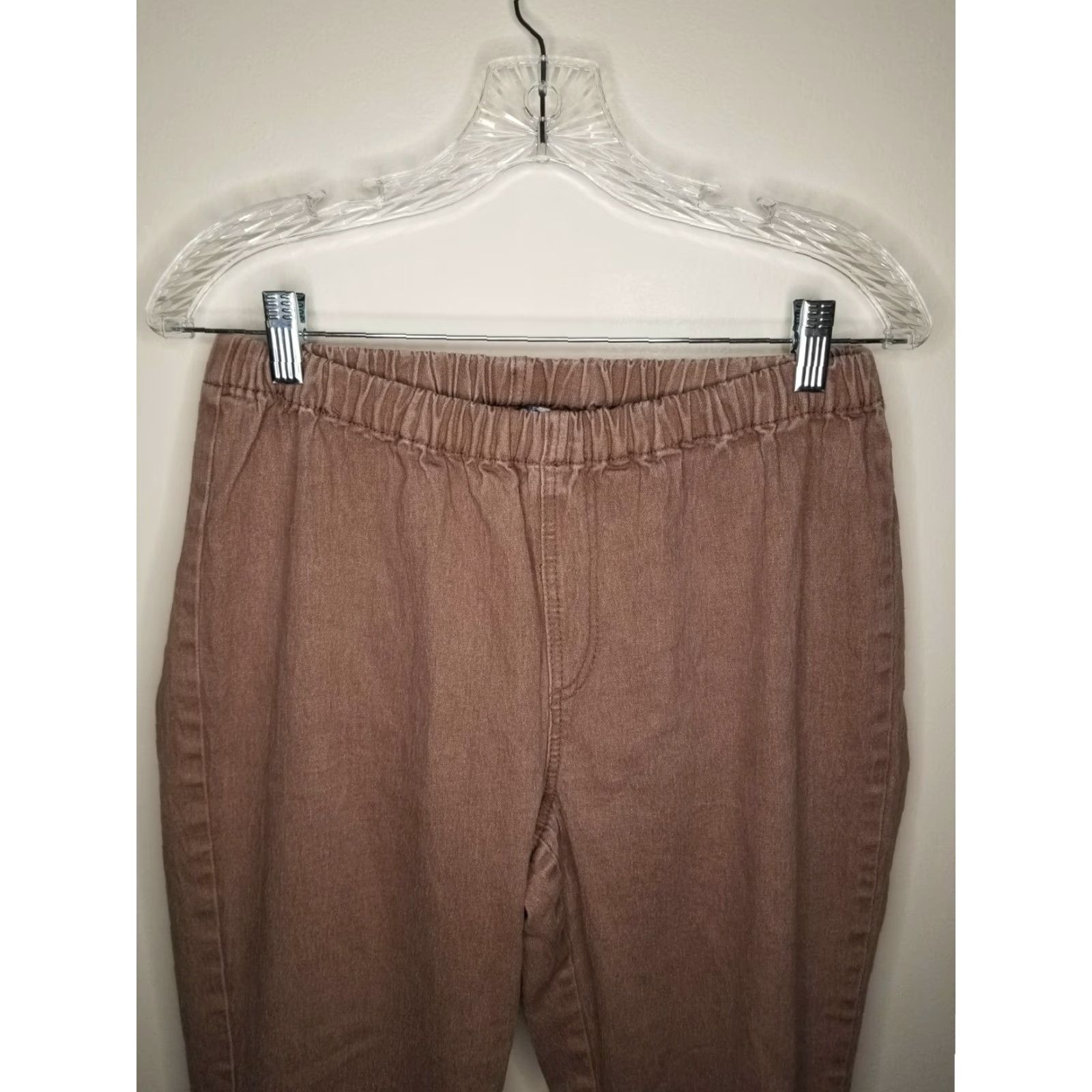 Vintage DIANE GILMAN Womens Brown Elastic Waist Pants Size Large Size 36" / US 14 / IT 50 - 2 Thumbnail