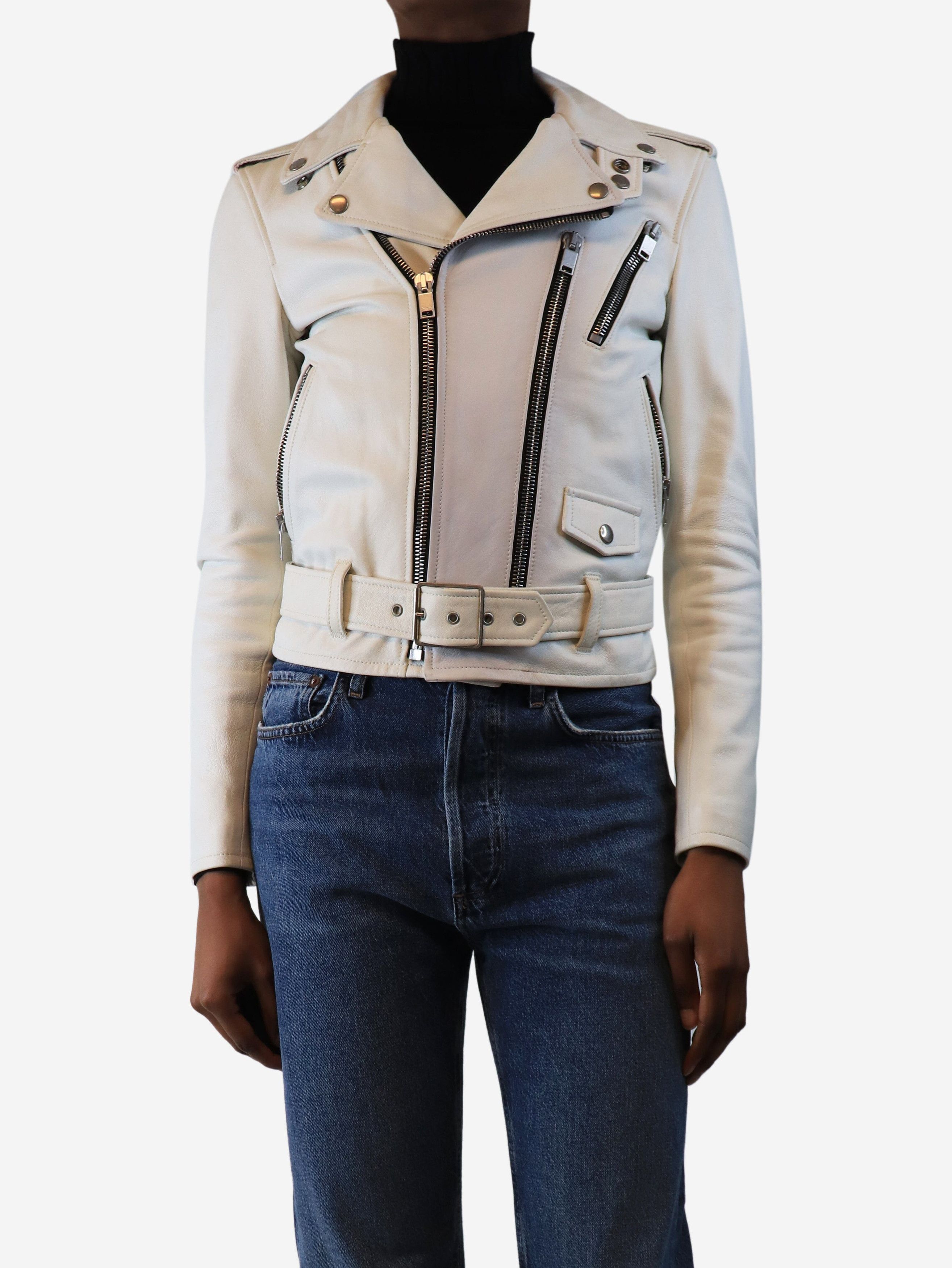 Other White leather biker jacket - UK 8 Size S / US 4 / IT 40 - 1 Thumbnail