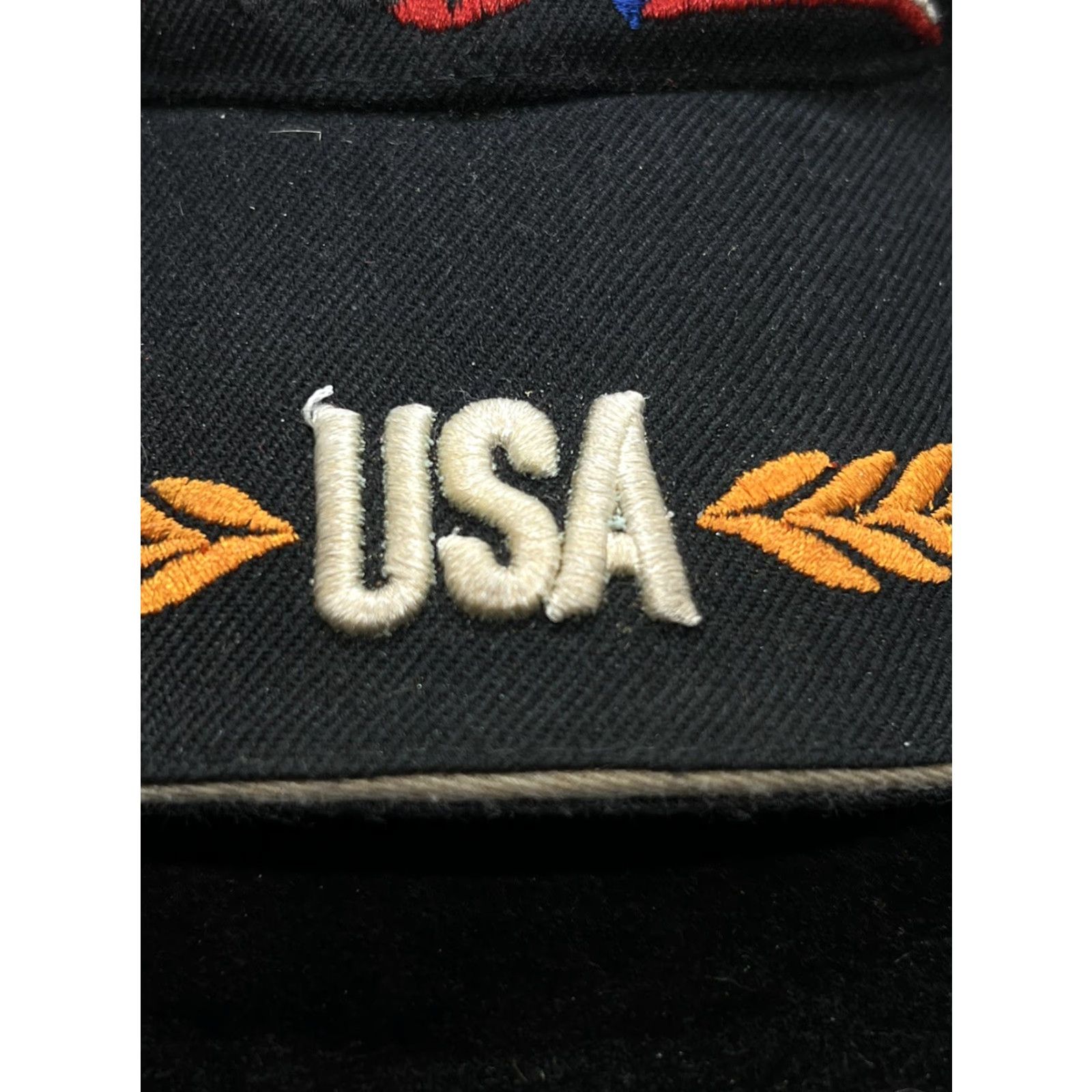 Vintage USA Eagle Hat Cap Strapback One Size Black RWB Adjustable Wool Adult Embroidered Size ONE SIZE - 3 Thumbnail