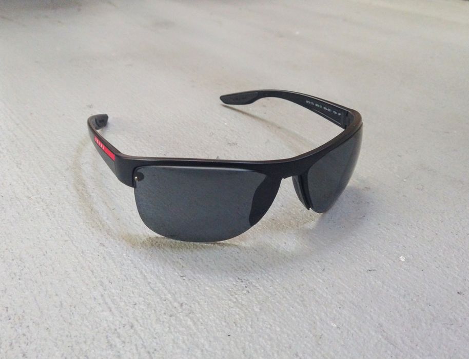 Prada Prada Sunglasses SPS 17 U Black Red Linea Rossa Wrap Sports