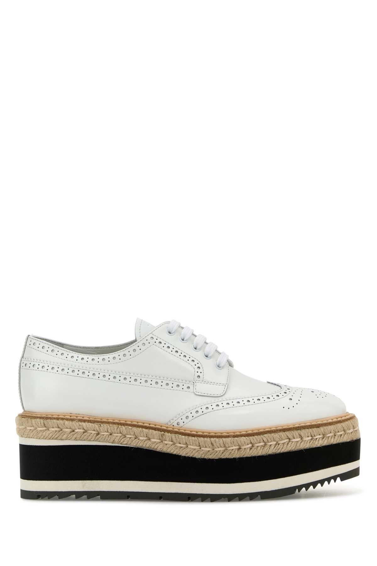 Prada White Leather Lace-Up Shoes Size US 11 / IT 41 - 1 Thumbnail