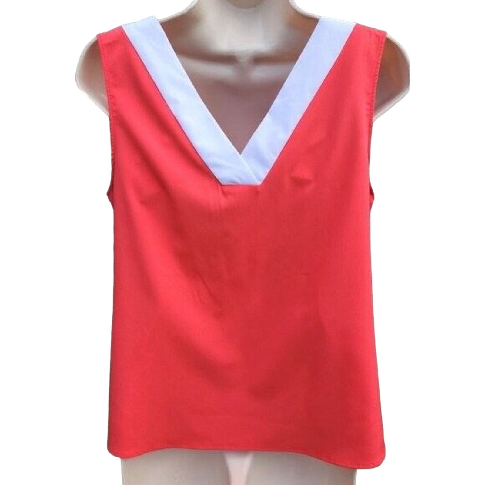 Banana Republic Banana Republic Women's Tank Small Coral White V-Neck Size S / US 4 / IT 40 - 8 Thumbnail
