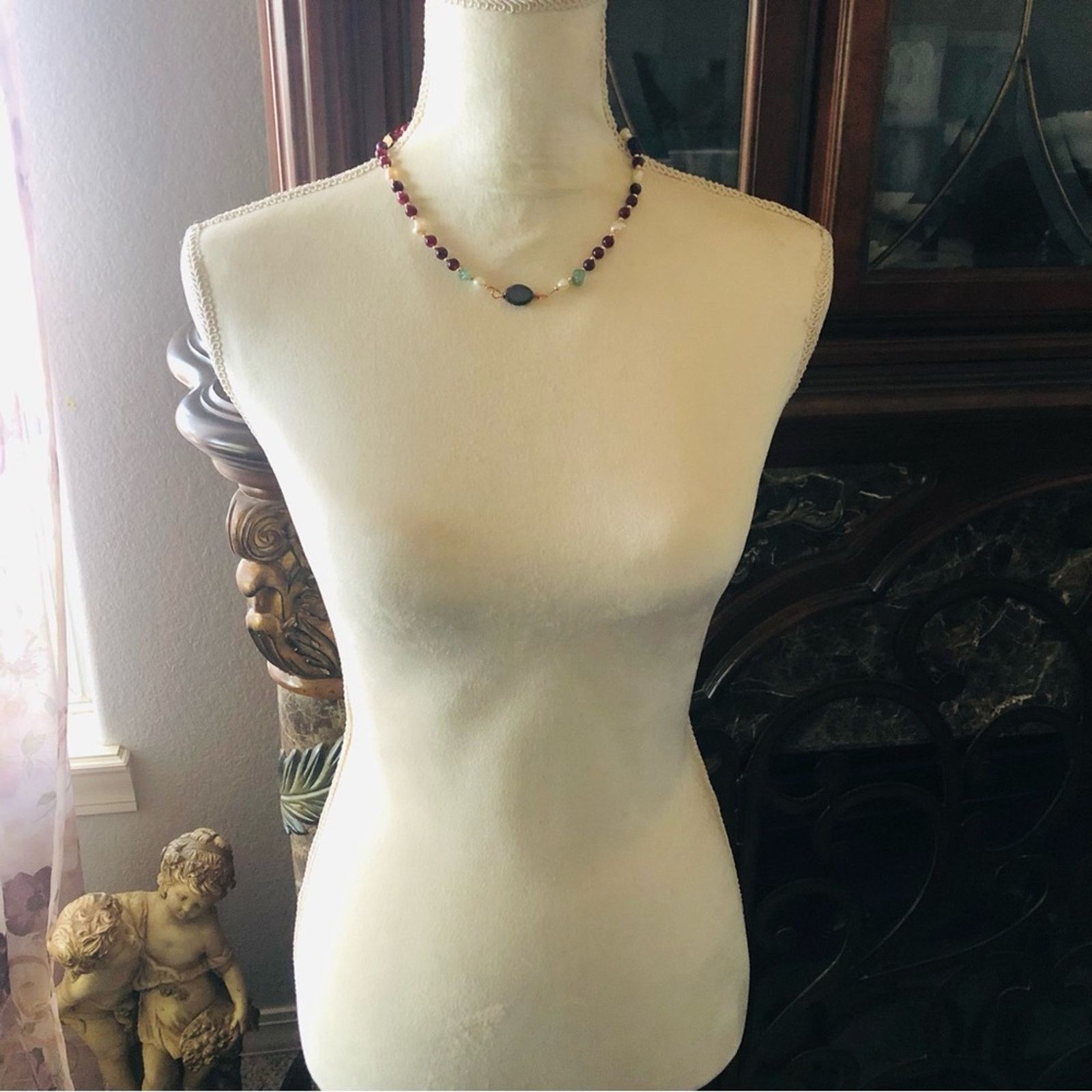 Handmade Handcrafted elegant genuine almandine garnet pearl necklace Size ONE SIZE - 5 Thumbnail