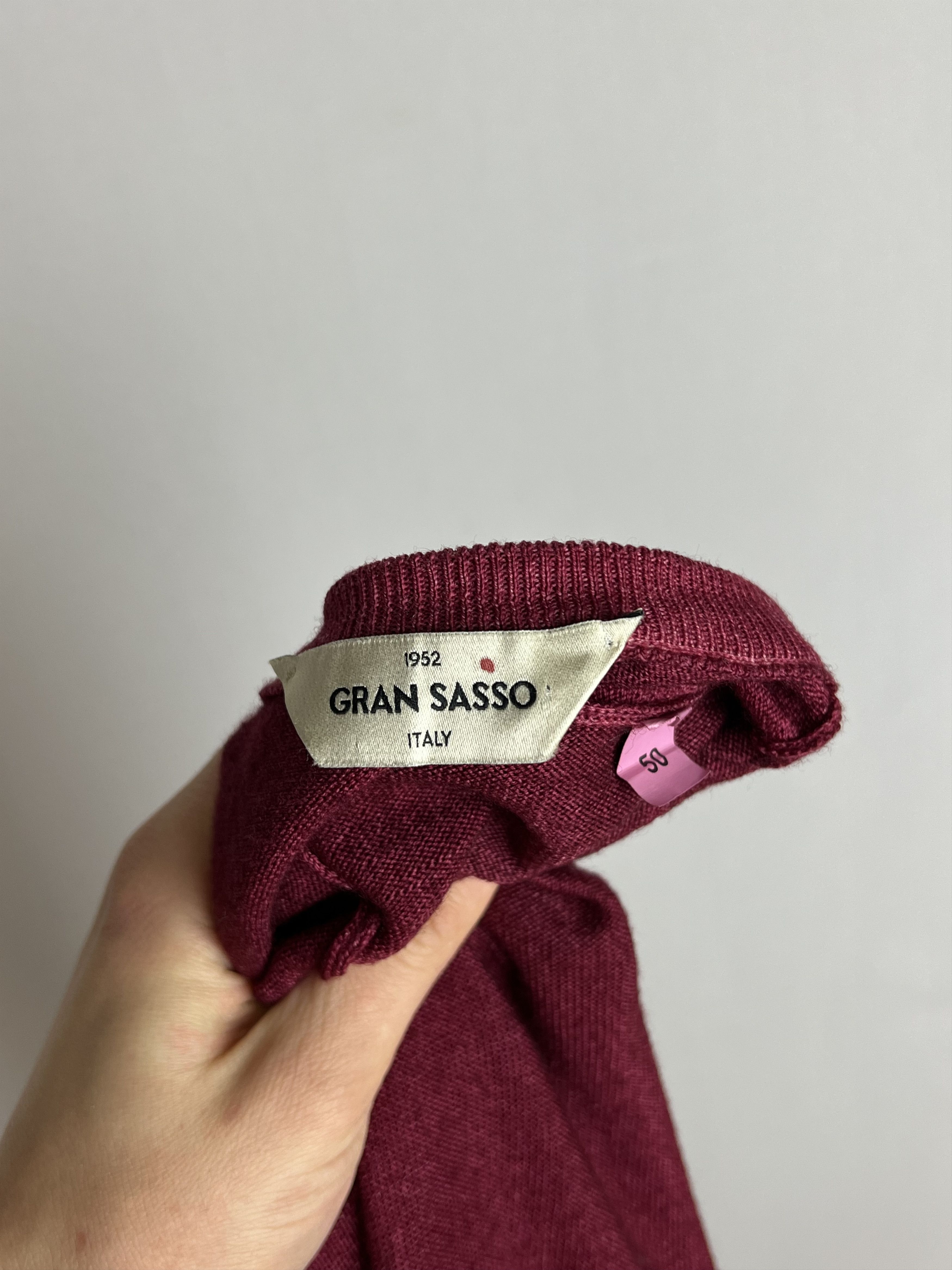 Gran Sasso Berry-Red Solid 100% Pure Wool Crew Neck Jumper Sweater Size US M / EU 48-50 / 2 - 7 Thumbnail