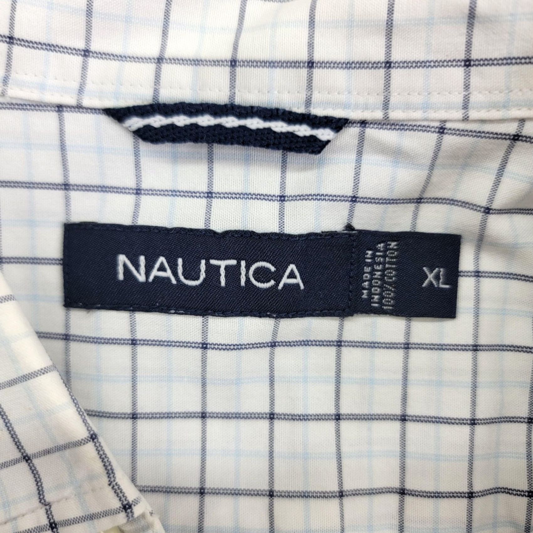 Nautica Nautica Shirt Mens XL White Blue Plaid Button Down Long Sleeve Pocket Dress Shirt Size US XL / EU 56 / 4 - 6 Thumbnail