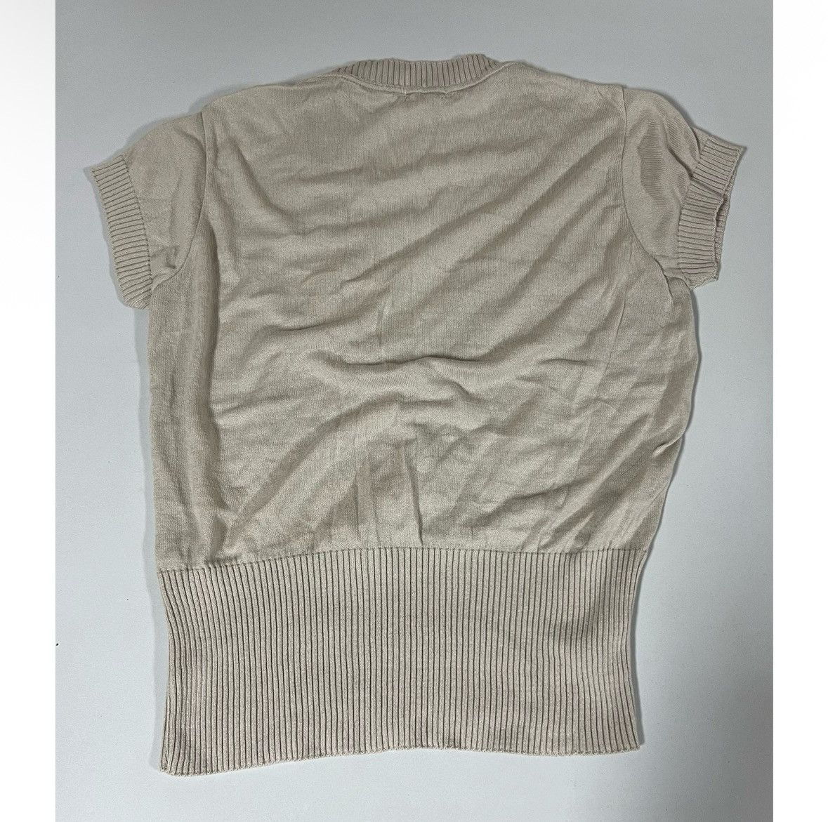 American Rag Tan Beige Short Sleeve Y2K Sweater Top Shirt Blouse Size S ✨ Size S / US 4 / IT 40 - 4 Thumbnail