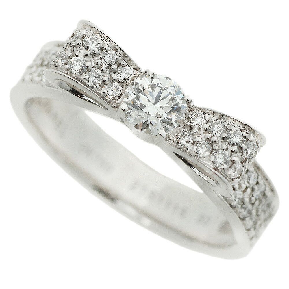 Chanel Chanel Chanel K18WG Diamond Ribbon Ring #50 Metal Ring in Excellent Condition Size ONE SIZE - 1 Thumbnail