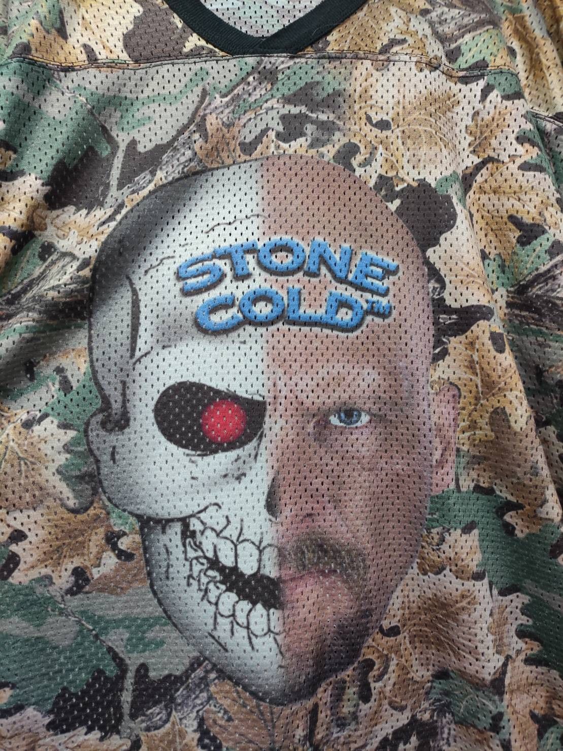 WWF Vtg 90's Stone Cold Steve Austin WWF Promo Camo USA Jersey Size US XL / EU 56 / 4 - 3 Thumbnail