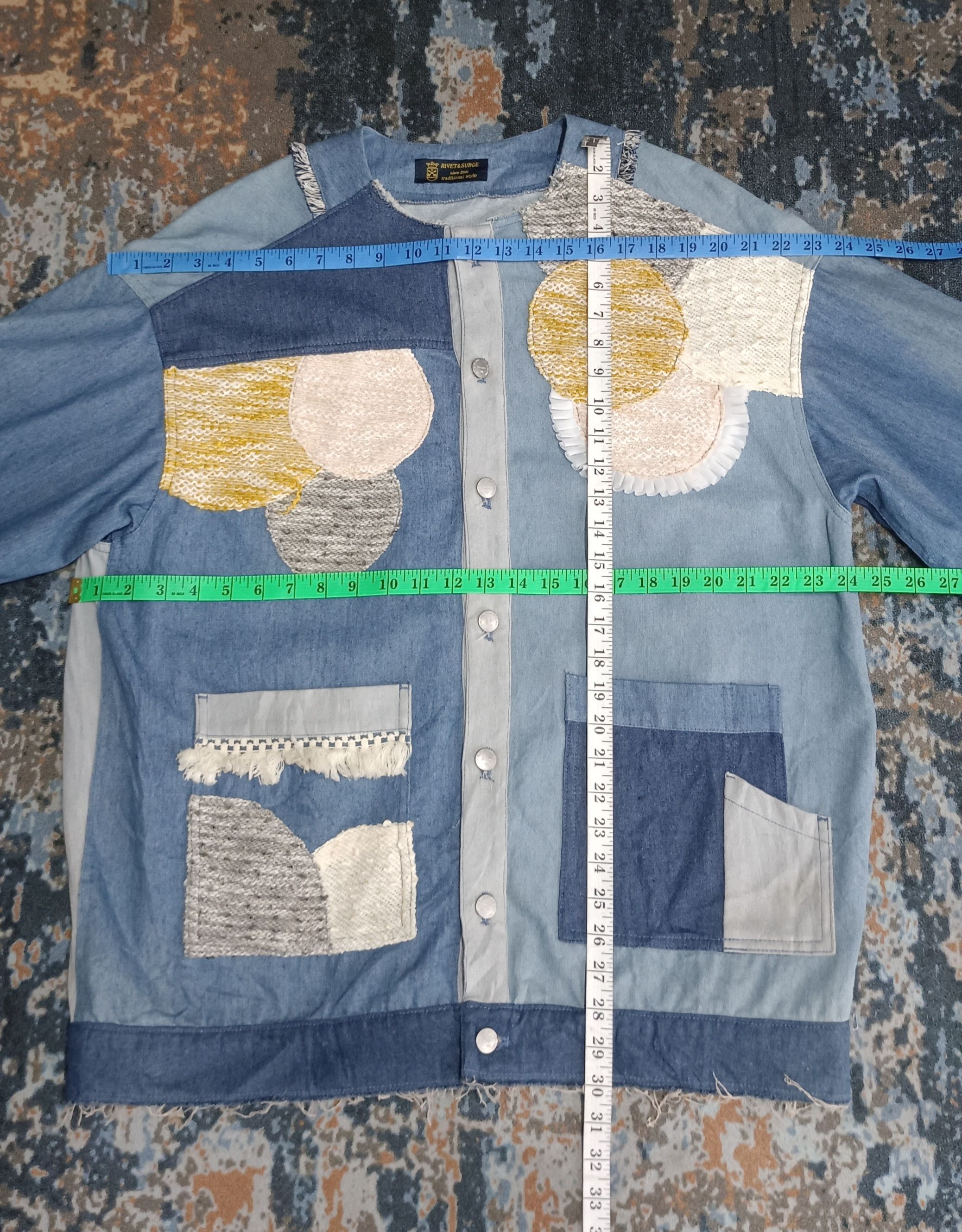 Japanese Brand Rivet & Surge Tsukihugi Pacthwork Denim Jacket Size US XL / EU 56 / 4 - 14 Thumbnail