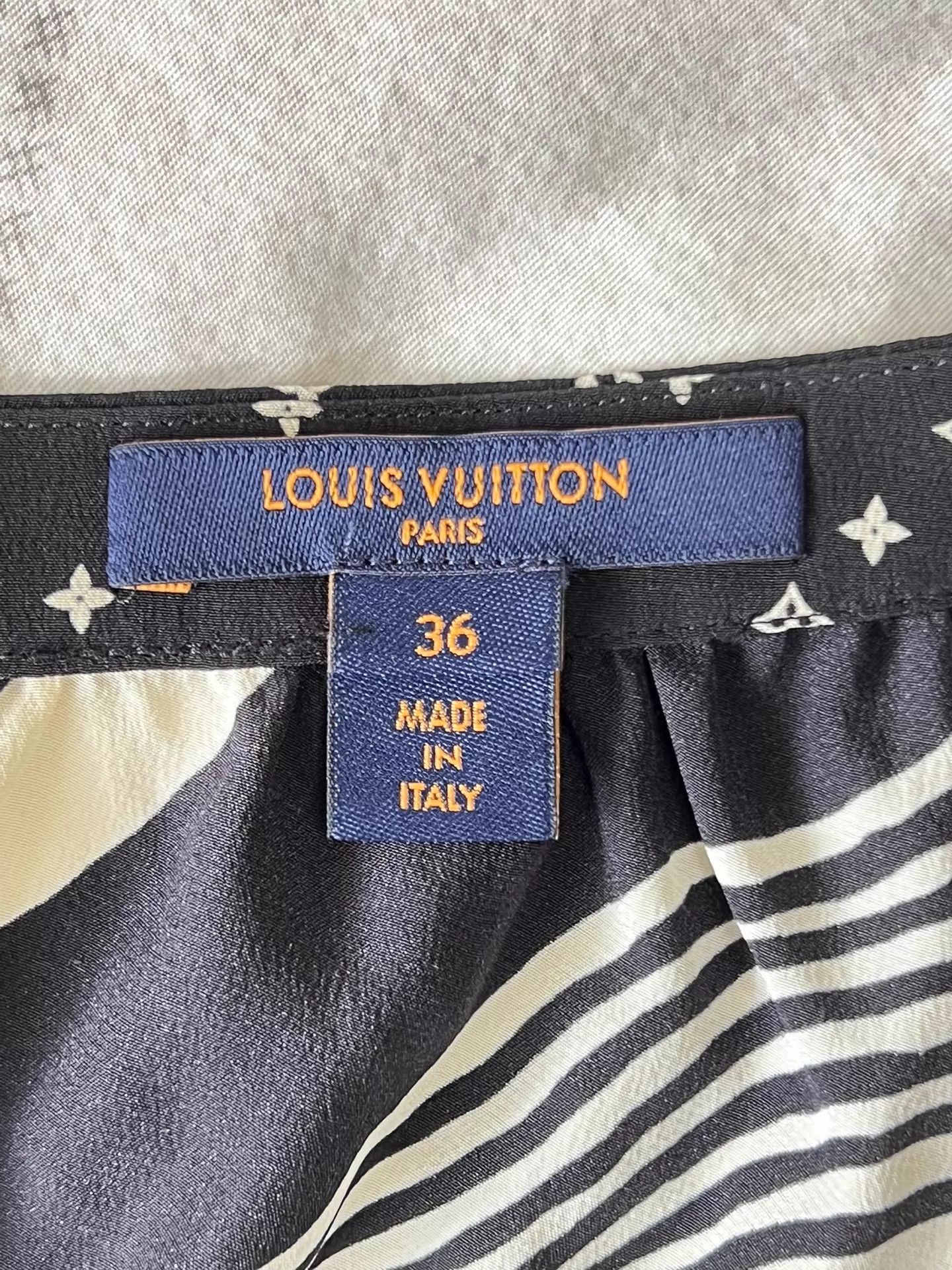 Louis Vuitton LV Nautical Silk Skirt Black White Logo Stripe 36 Near Mint Size 26" / US 2 / IT 38 - 7 Thumbnail