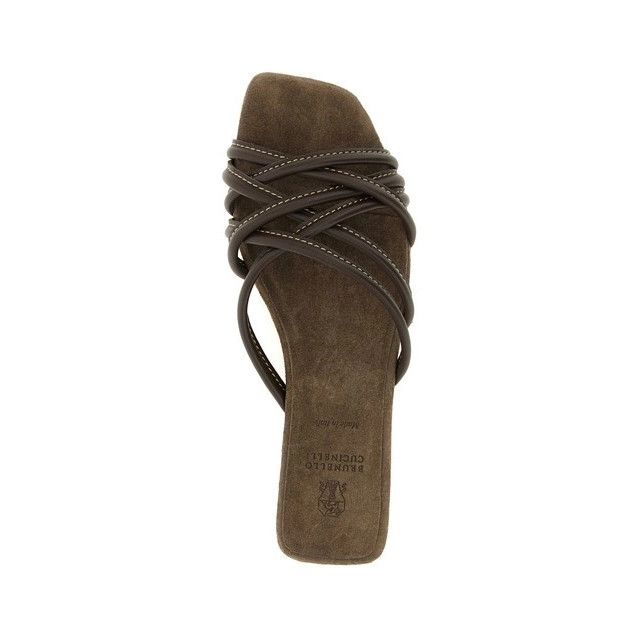 Brunello Cucinelli BRUNELLO CUCINELLI Brown Leather Slide Sandals New & Authent Size US 7 / IT 37 - 4 Thumbnail