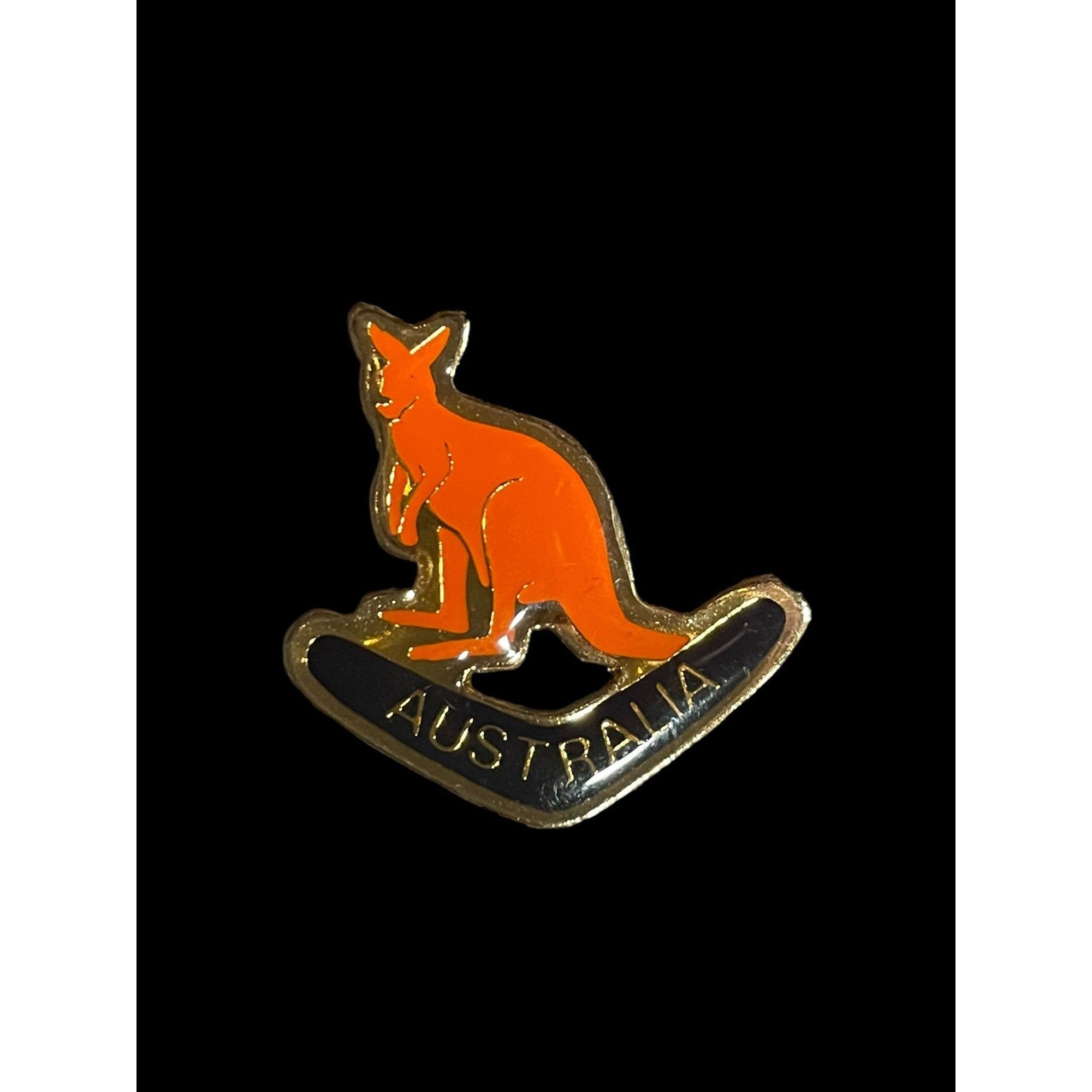 Vintage Vintage Retro Australia Kangaroo and Boomerang Enamel Pin Size ONE SIZE - 1 Thumbnail