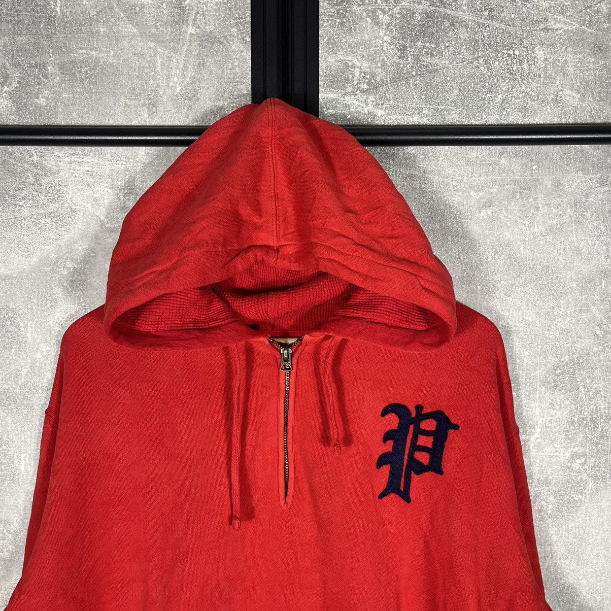 Ralph Lauren Vintage Ralph Lauren Old English P Half Zip Hoodie Red Size US XXL / EU 58 / 5 - 4 Thumbnail