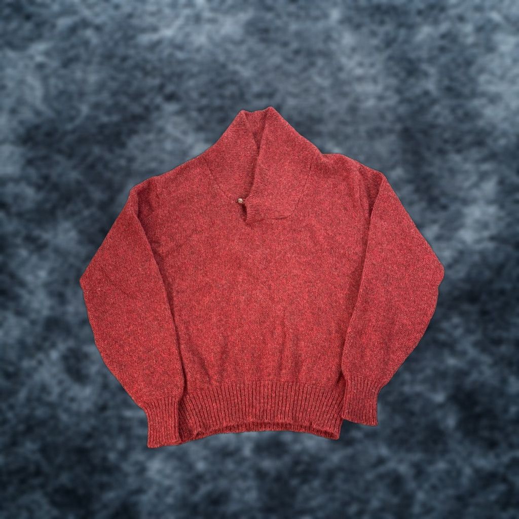 Vintage VINTAGE L.L. Bean Sweater Men’s M Red Wool Knit Shawl Collar Fisherman USA Crew Neck Long Sleeve Size US M / EU 48-50 / 2 - 1 Thumbnail