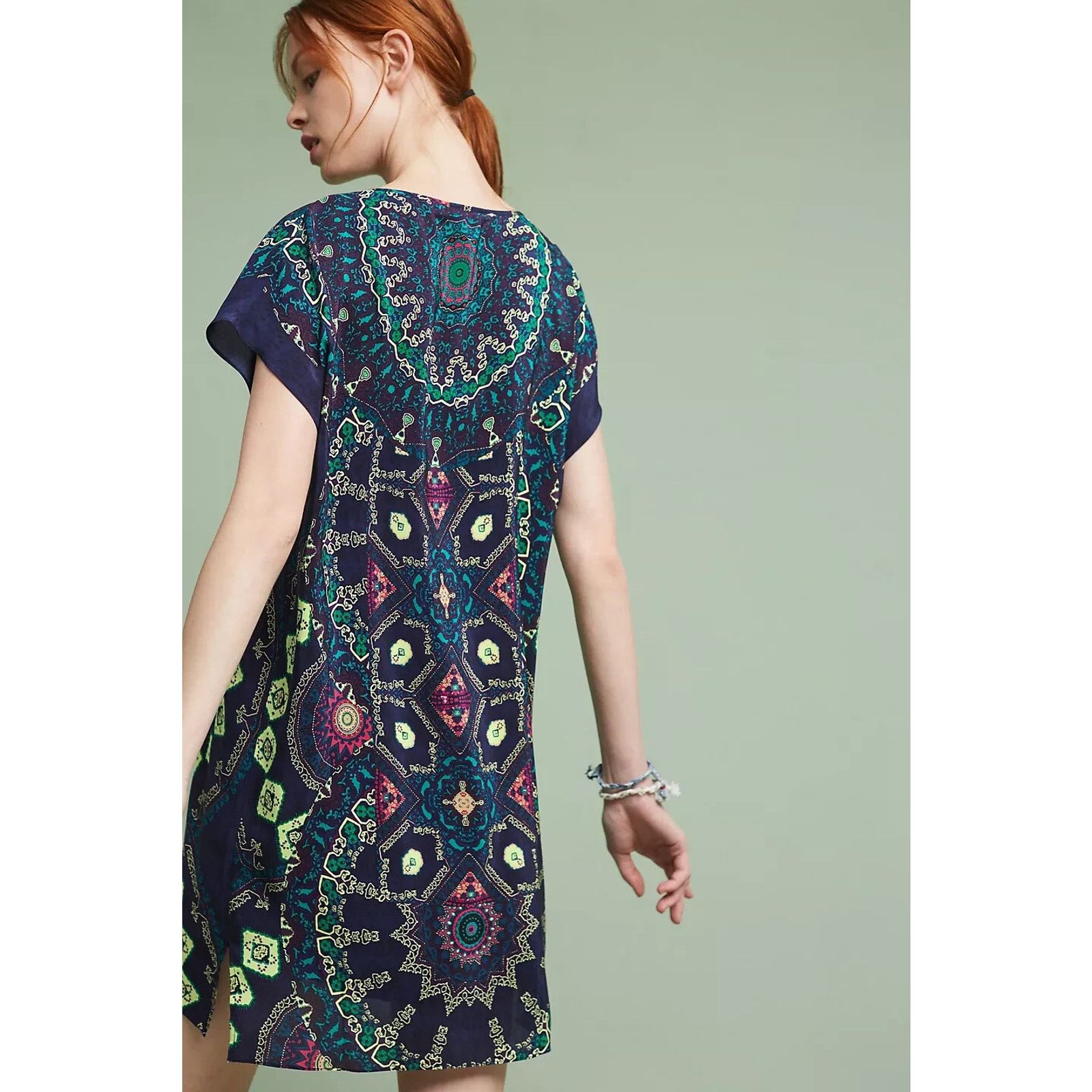 Anthropologie Anthropologie Maeve Geometric Medallion Silk Dress XS Size XS / US 0-2 / IT 36-38 - 2 Thumbnail