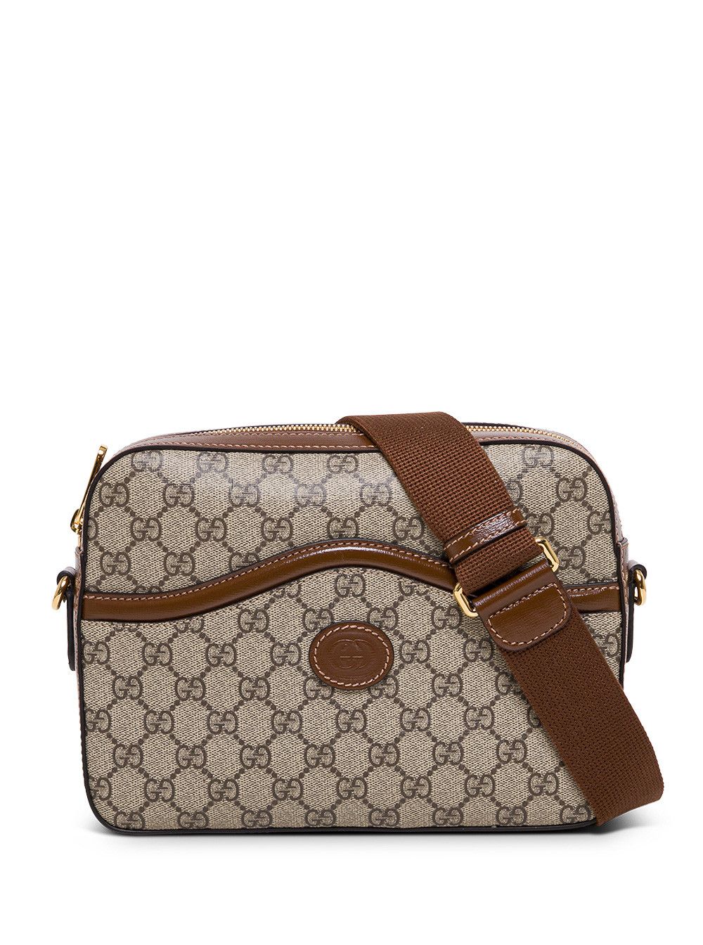 Gucci "GG Supreme" Beige Crossbody Bag with Logo Patch on Front Size ONE SIZE - 1 Thumbnail