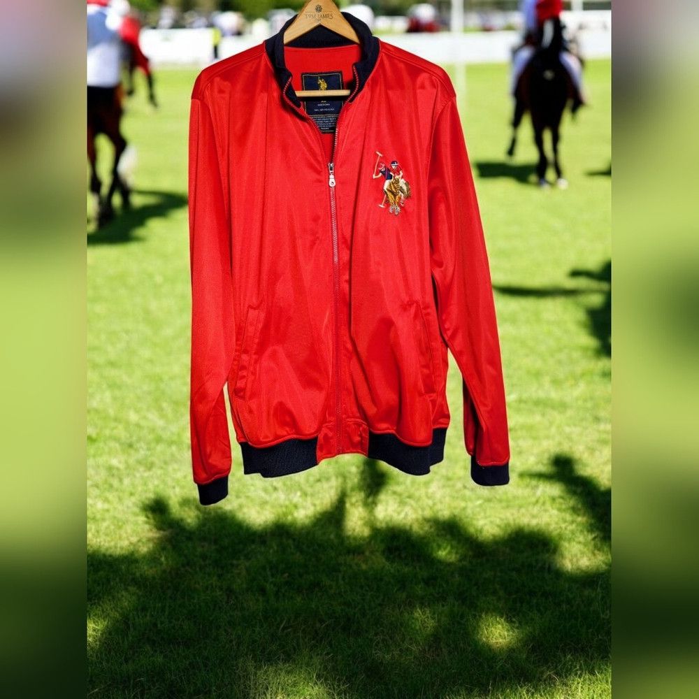 U.S. Polo Assn. US Polo Assn. Men's XL Red Satin Jacket with Embroidered Lo Size US XL / EU 56 / 4 - 1 Thumbnail