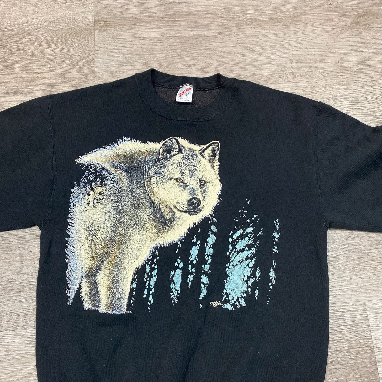 Jerzees × Vintage VTG 90s Wolf Nature Wilderness Crewneck Sweatshirt Large Size US L / EU 52-54 / 3 - 2 Thumbnail