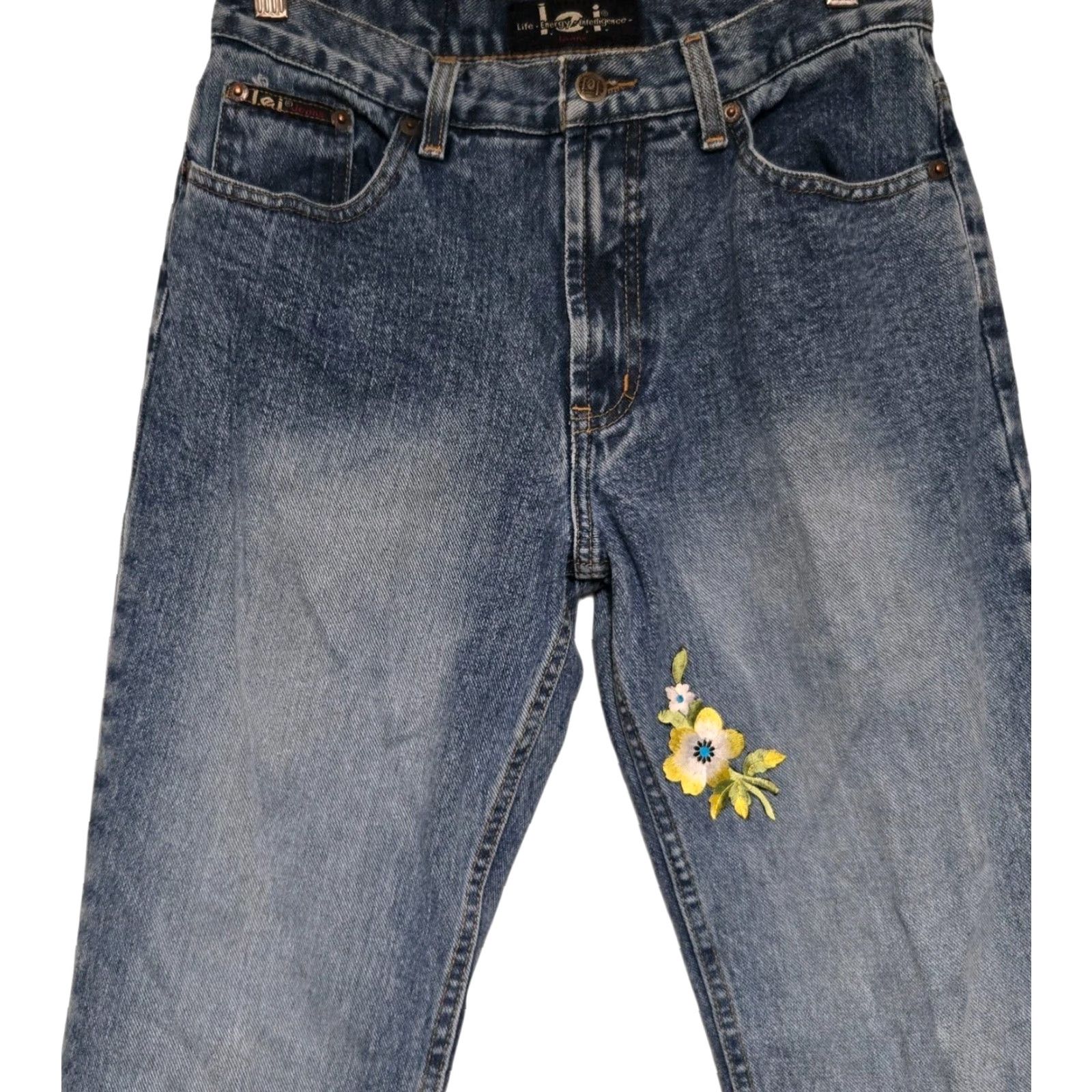 Vintage VINTAGE LEI Jeans Women Size 7 Flared Low Rise Bell Bottom 90s Blue Denim Shirt? Size 28" / US 6 / IT 42 - 2 Thumbnail