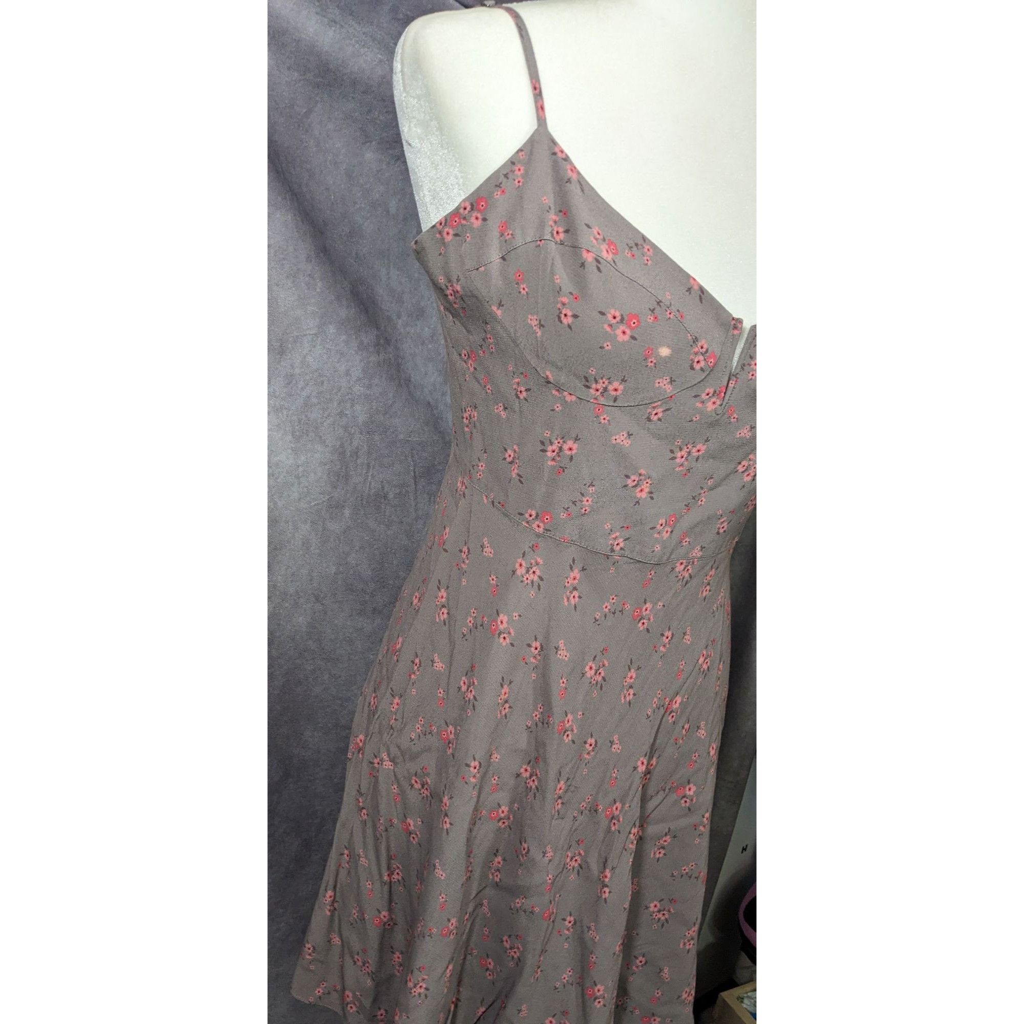 Other Blue Life Coquette Grey And Pink Floral Retro Summer Dress S Size M / US 6-8 / IT 42-44 - 10 Thumbnail