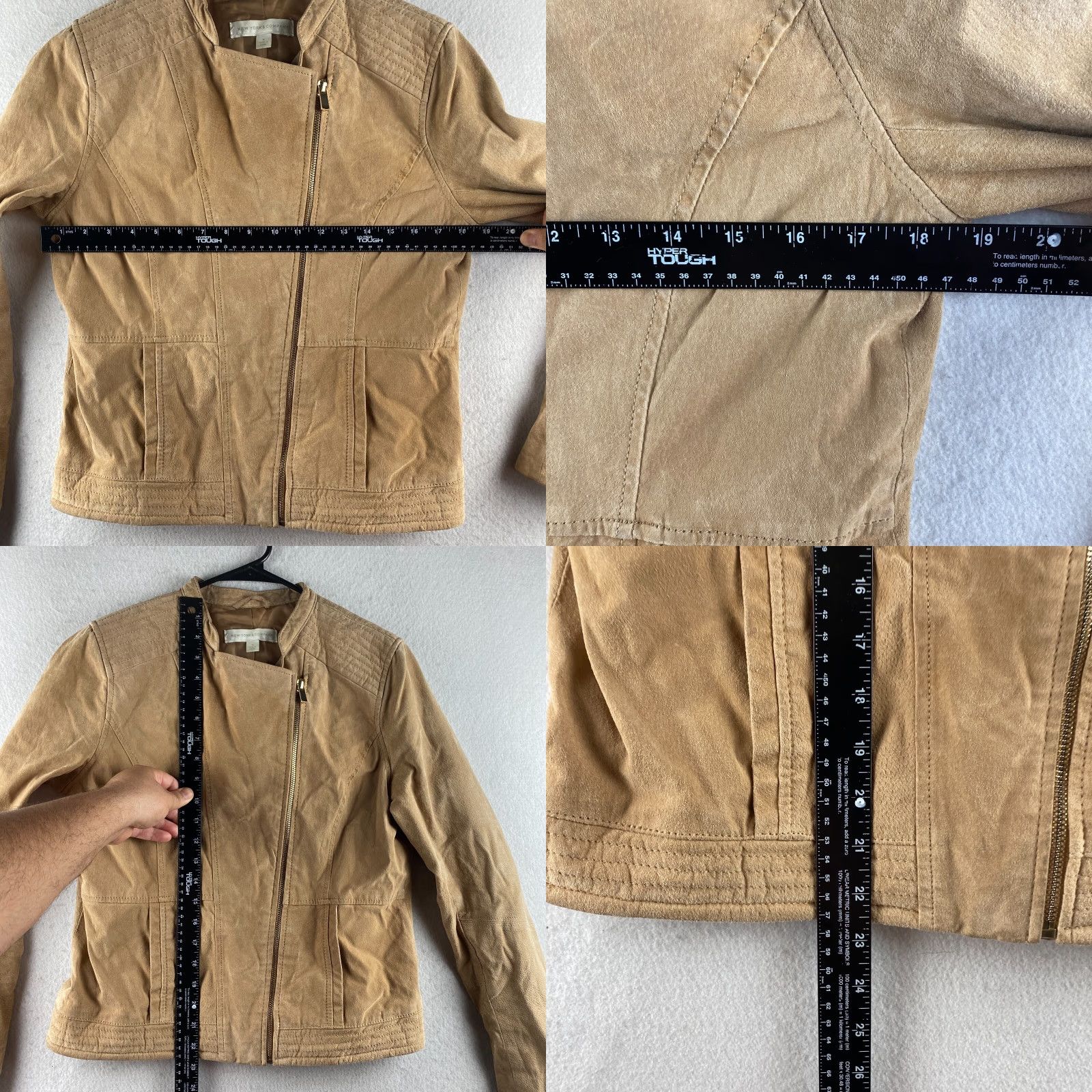Vintage New York & Company Leather Jacket Womens M Beige Motorcycle Jacket Zip Size M / US 6-8 / IT 42-44 - 8 Thumbnail