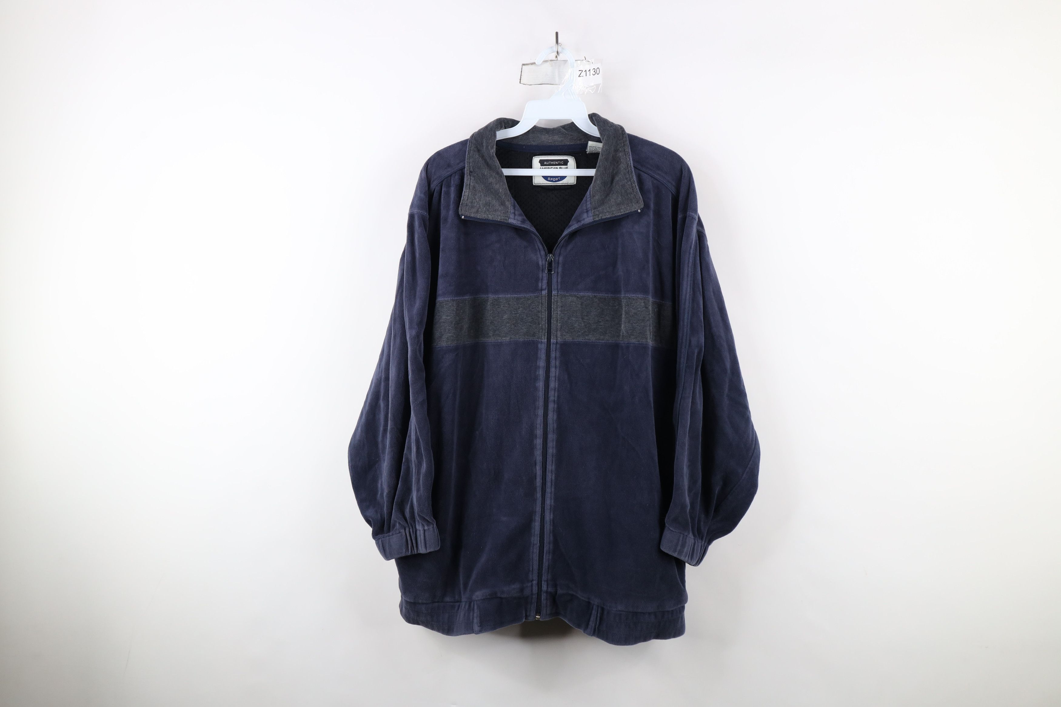 Vintage Vintage 90s Streetwear Block Velour Warm Up Track Jacket Size US L / EU 52-54 / 3 - 1 Thumbnail