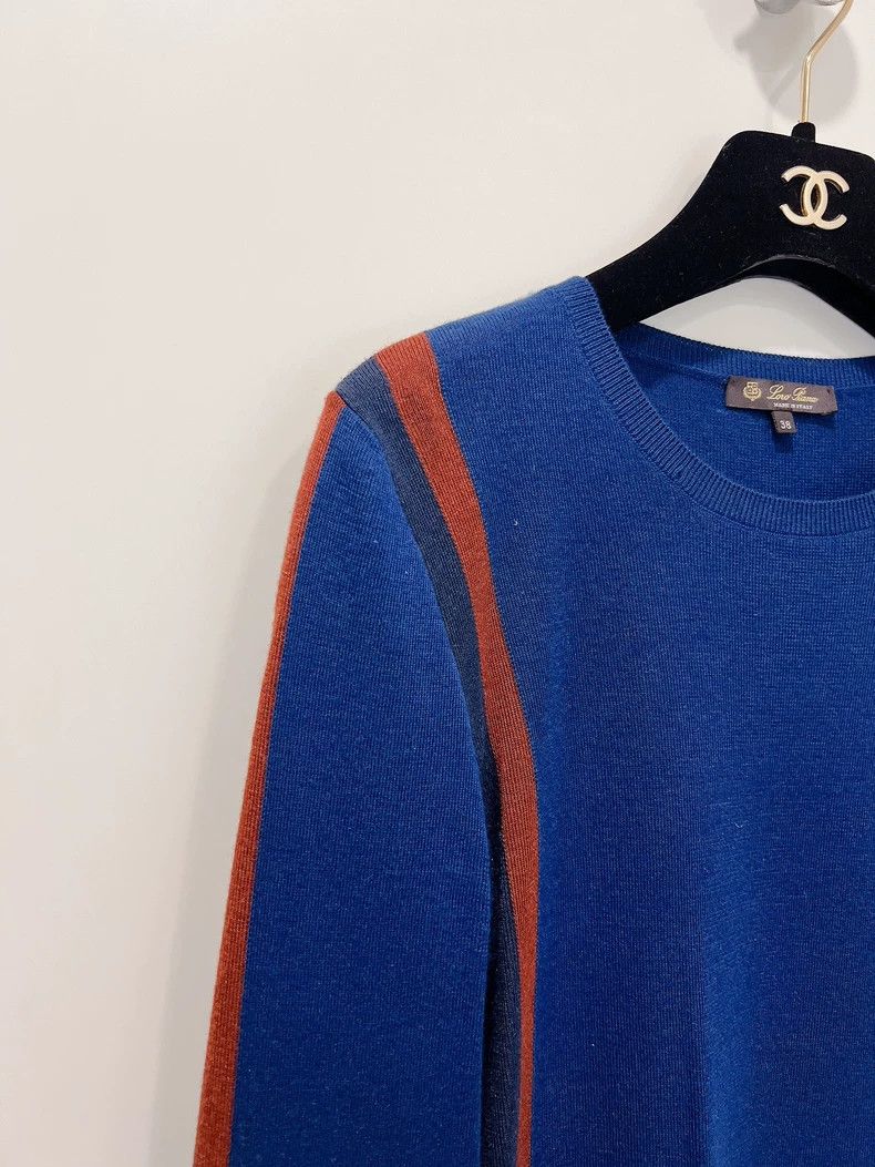 Loro Piana LORO PIANA Dark blue multicolored velvet knit sweater top Size M / US 6-8 / IT 42-44 - 4 Thumbnail