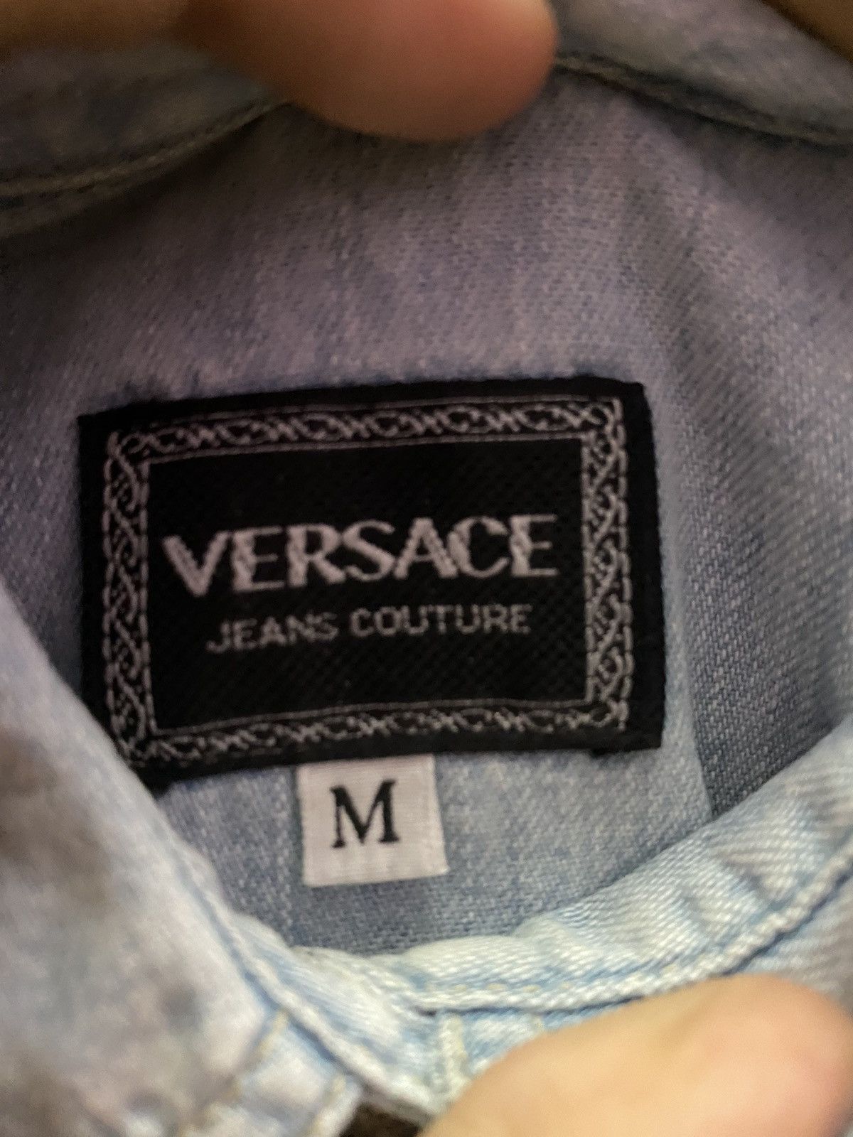 Versace Blue La Greca Medusa Denim Sleeveless Jacket