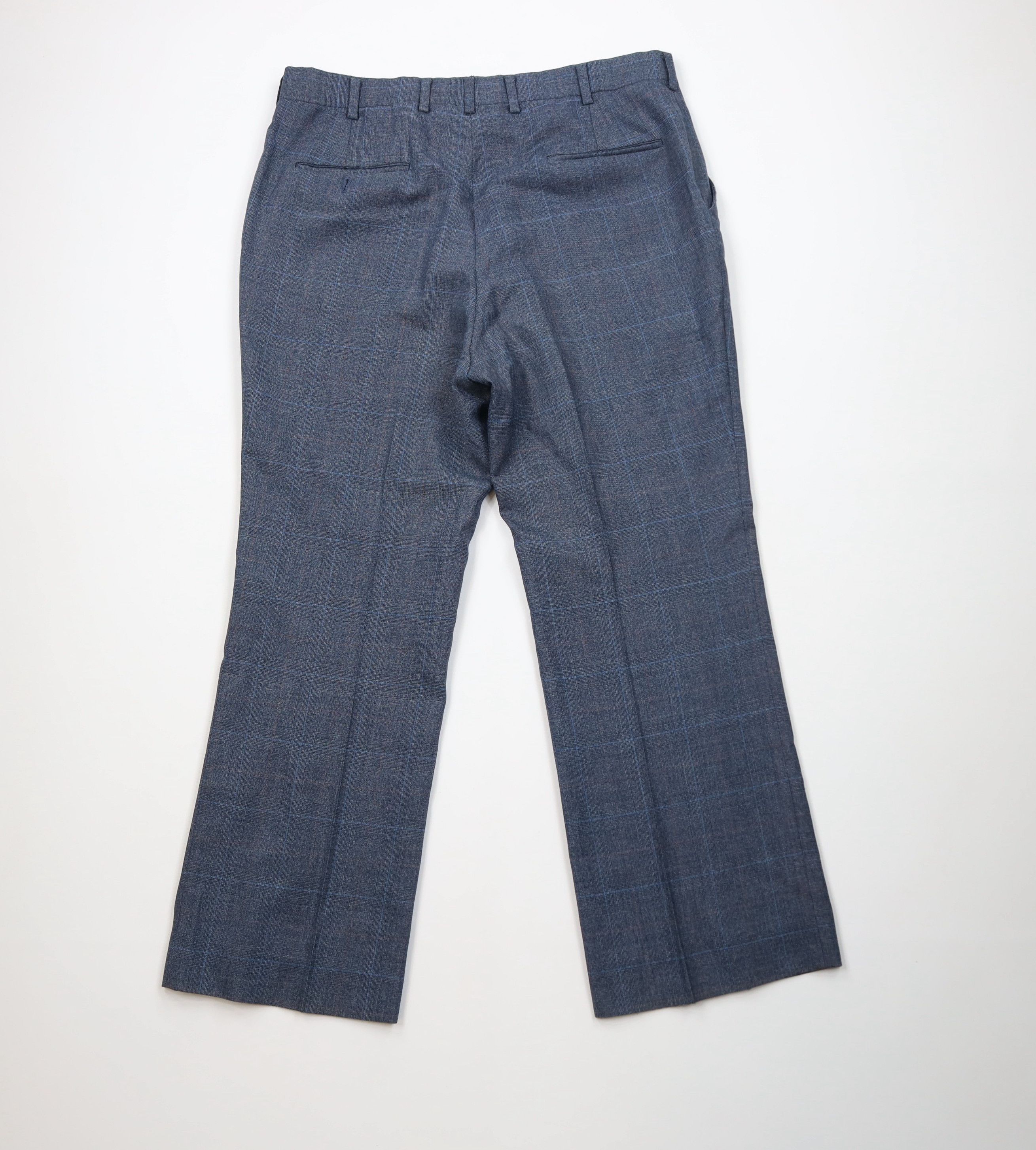 Vintage 70s Streetwear Knit Bell Bottoms Chino Pants Plaid