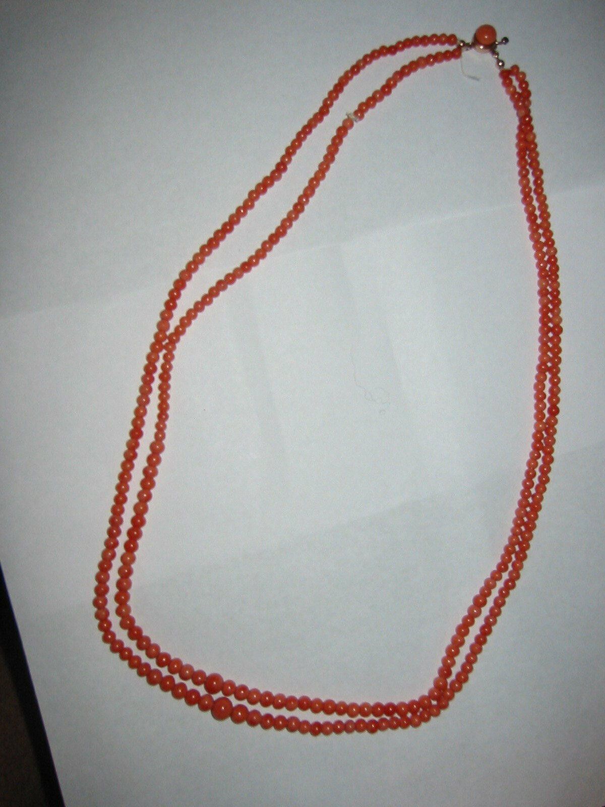 Designer Victorian Double Strand of Smooth Red Coral 14kt Gold Clasp Size ONE SIZE - 3 Thumbnail