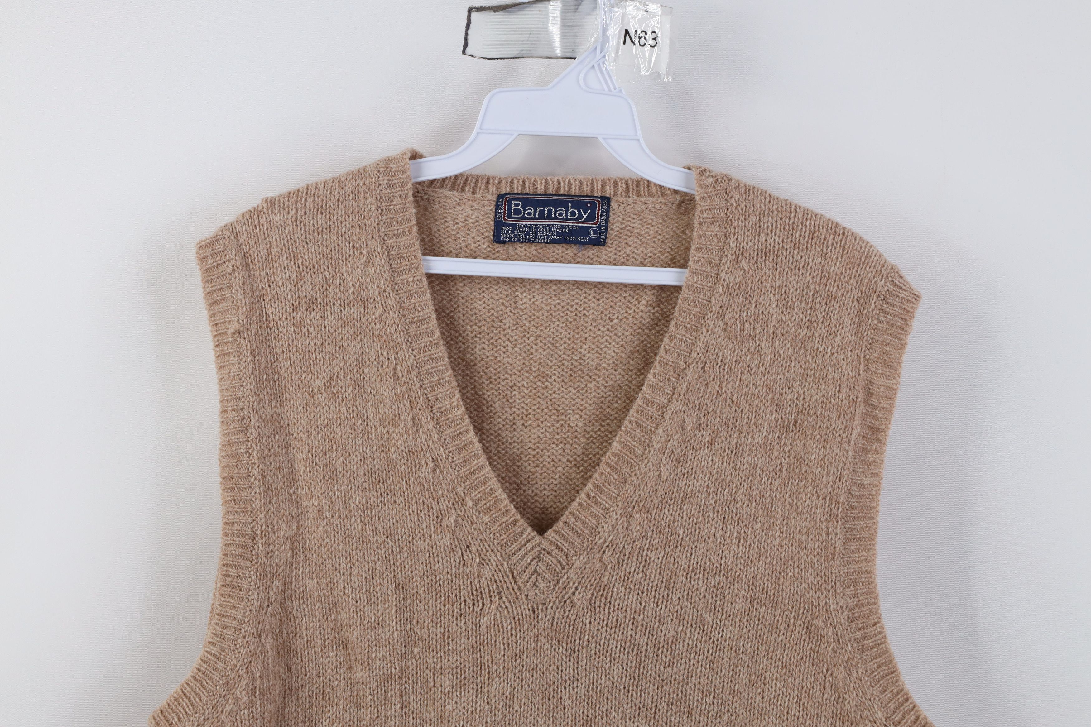 Vintage Vintage 70s Streetwear Shetland Wool Knit Sweater Vest Beige Size L / US 10 / IT 46 - 2 Thumbnail