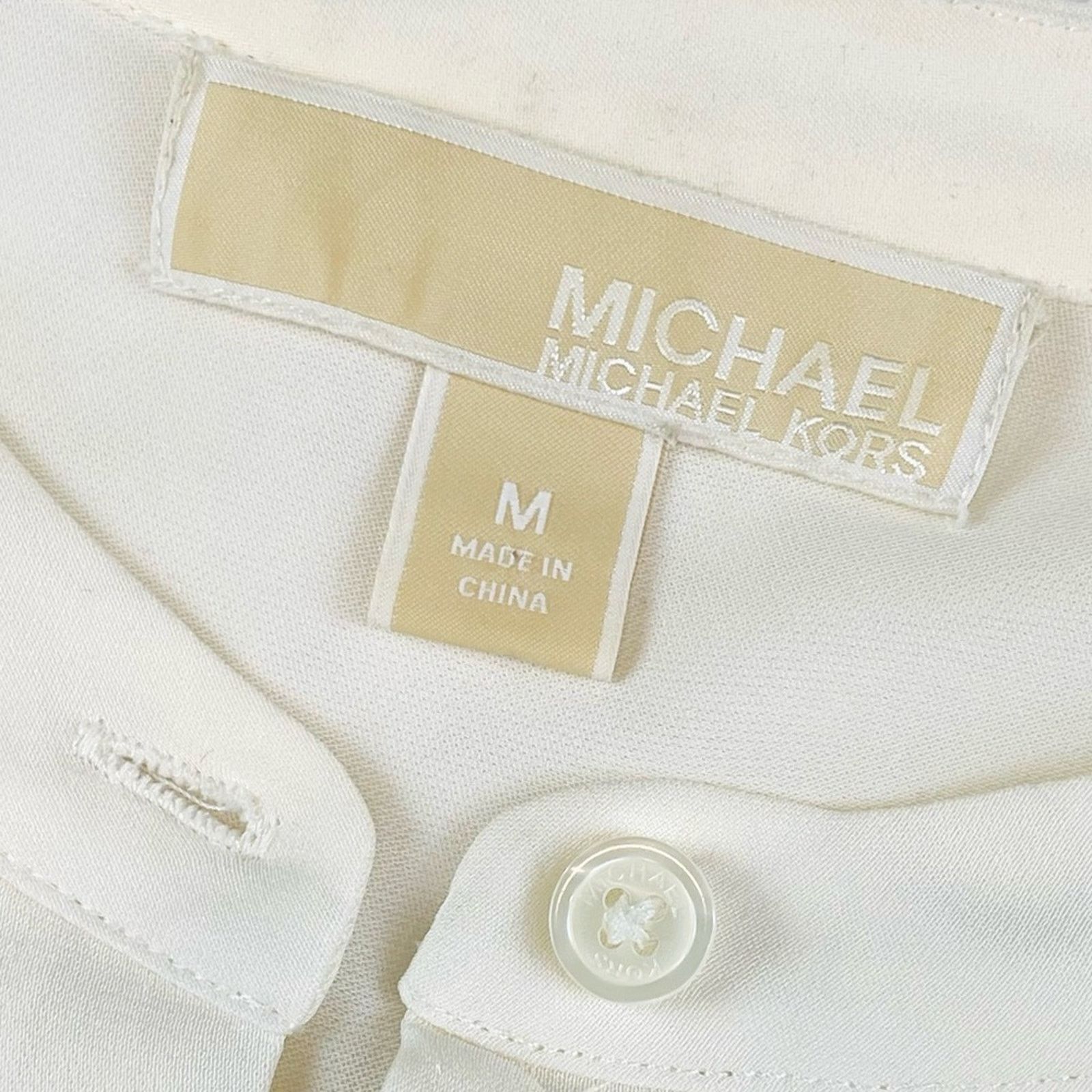 Michael Kors MICHAEL KORS • Cream/Ecru Lace Trim Button-Down Shirt Size M / US 6-8 / IT 42-44 - 15 Thumbnail
