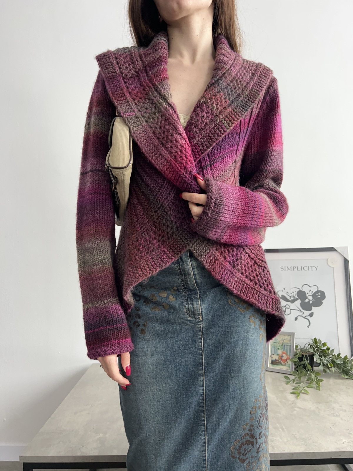 Vintage Beautiful Knit Wool Cardigan Y2K Vintage Size M / US 6-8 / IT 42-44 - 1 Thumbnail
