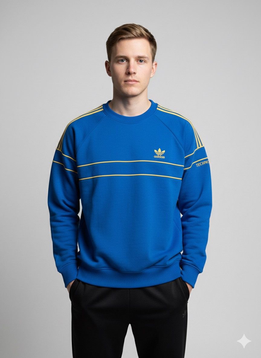 Adidas 🔥Vintage Adidas Techno 80s Gold Stripe Sweatshirts Size US S / EU 44-46 / 1 - 1 Thumbnail