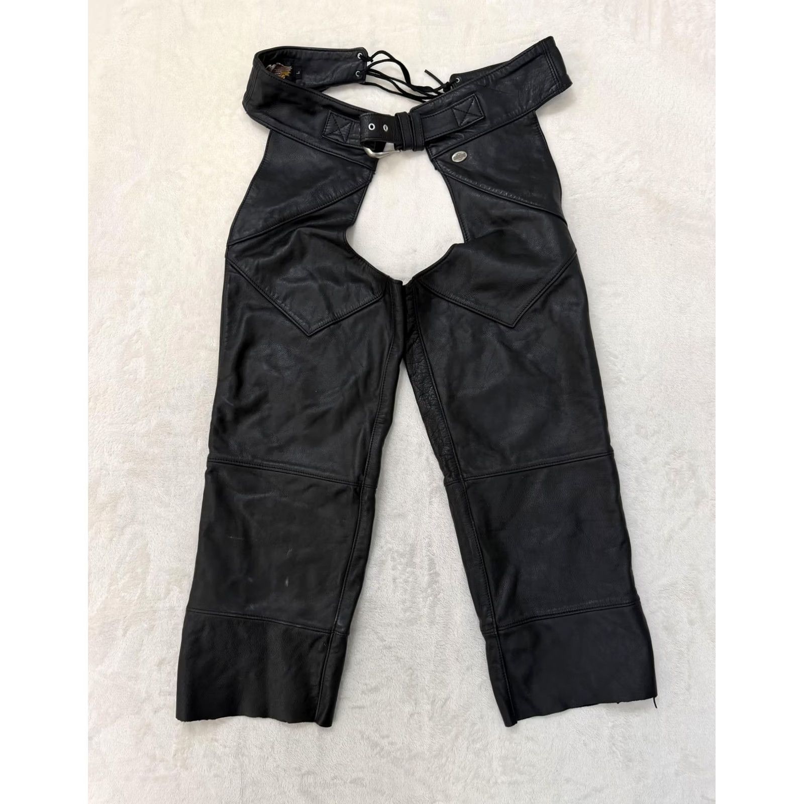 Harley Davidson Harley-Davidson Leather Chaps Pants Mens Large Black Motorcycle Biker Size US 33 - 5 Thumbnail